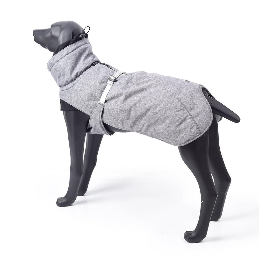 New Style Dog Winter Jacket with Waterproof Warm Polyester Filling Fabric-（gray，size L）