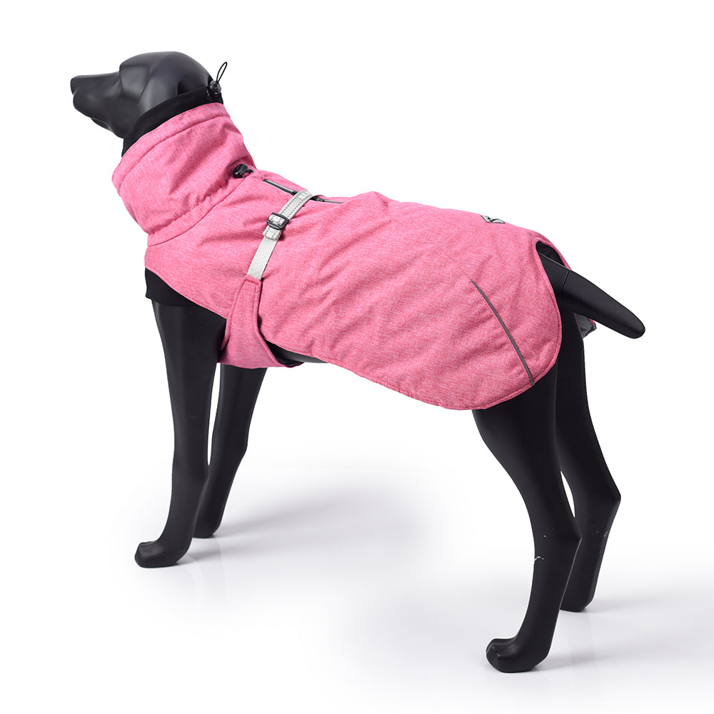 New Style Dog Winter Jacket with Waterproof Warm Polyester Filling Fabric-（pink ，size 2XL））