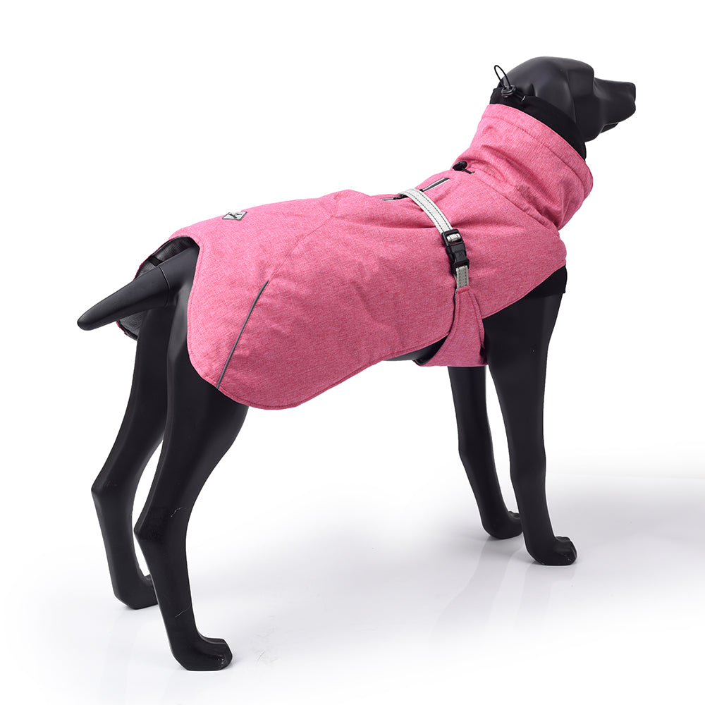 New Style Dog Winter Jacket with Waterproof Warm Polyester Filling Fabric-（pink，size L）