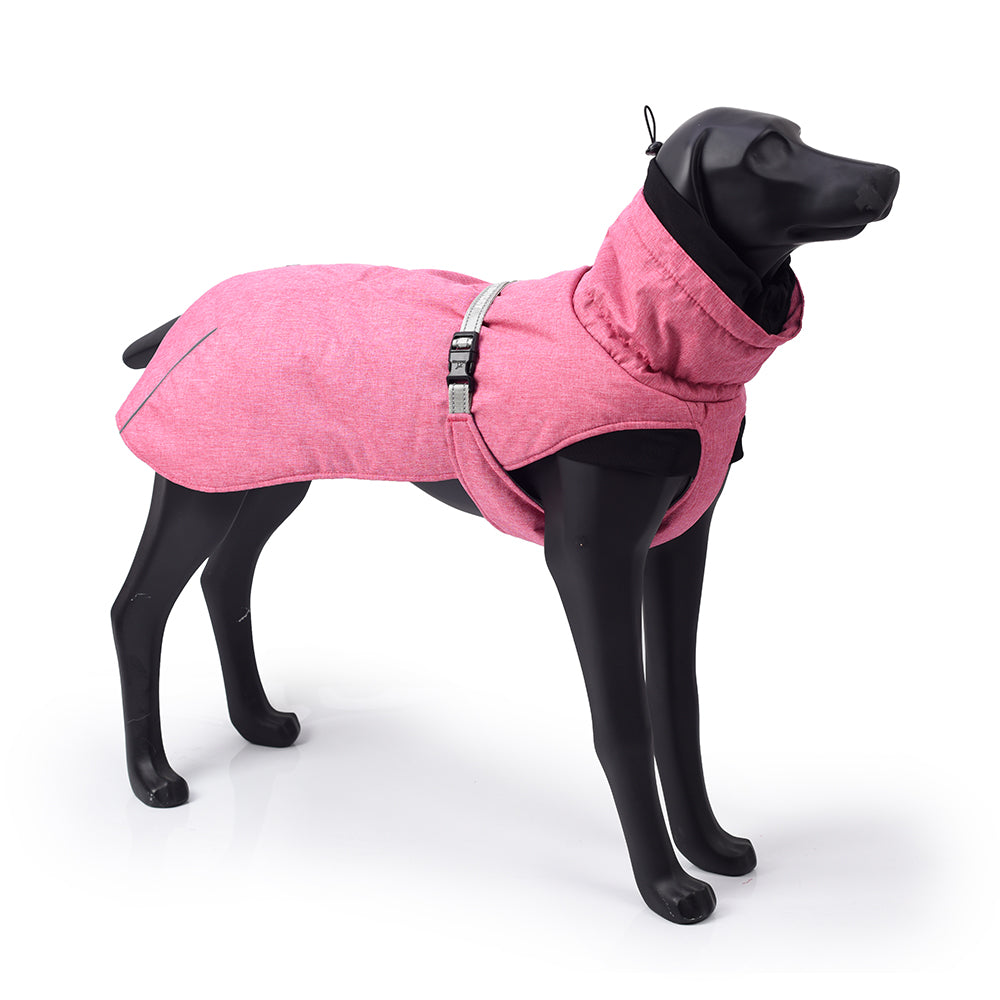 New Style Dog Winter Jacket with Waterproof Warm Polyester Filling Fabric-（pink，size L）