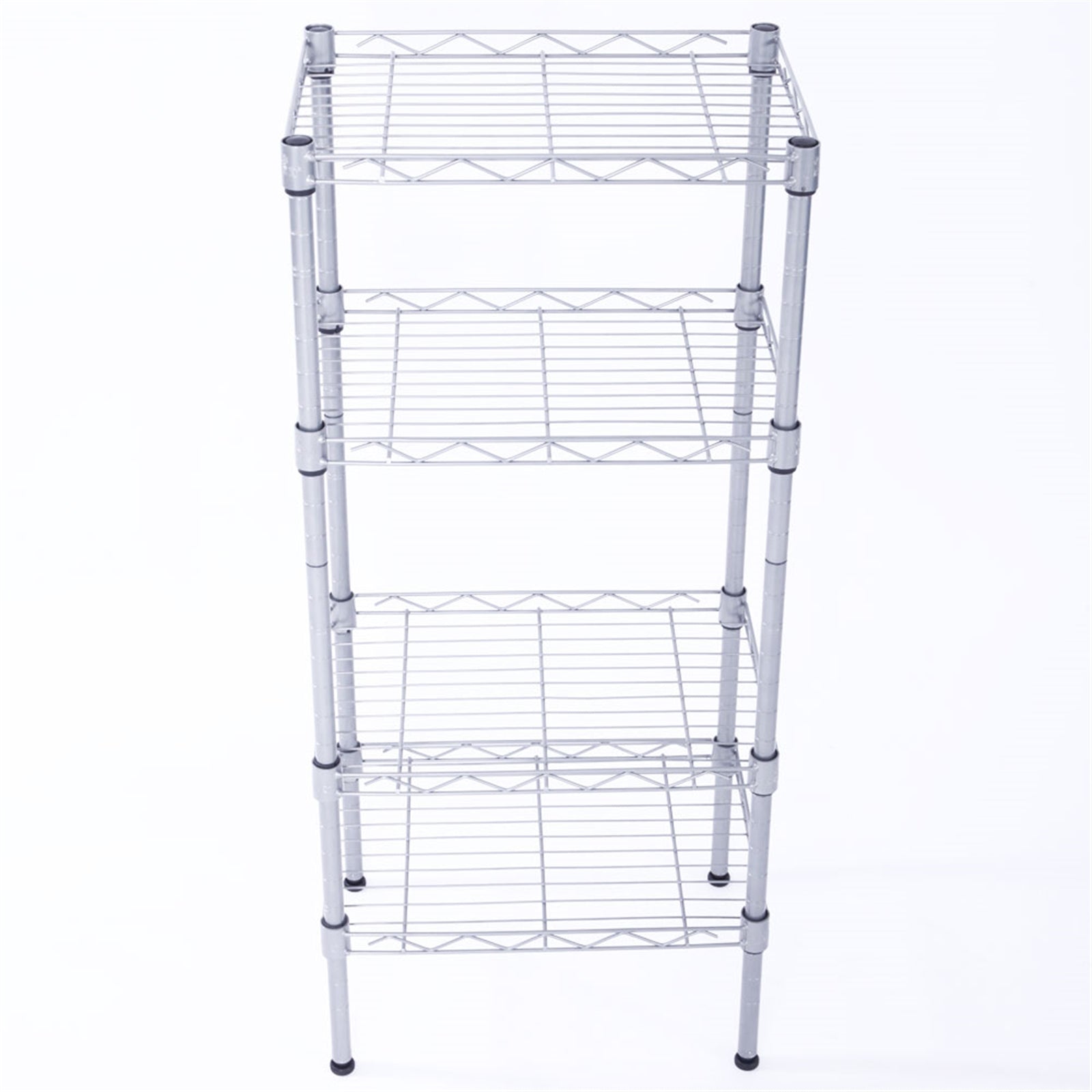 XM-207S Rectangle Carbon Steel Metal Assembly 4-Shelf Storage Rack Silver Gray