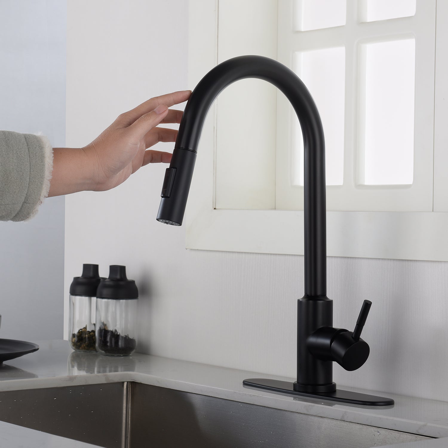 Touch Kitchen Faucet with Pull Down Sprayer-Matte Black