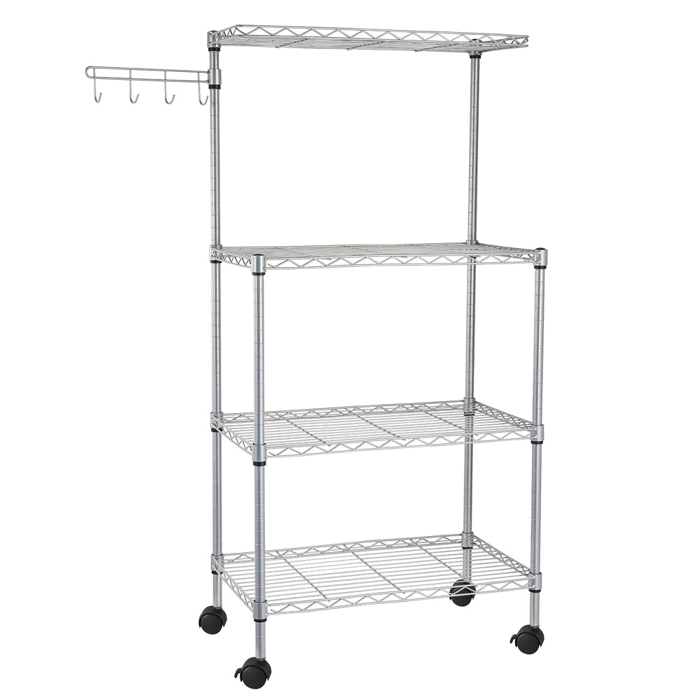 US 4Tier Kitchen Bakers Rack Microwave Oven Stand Storage Cart Workstation Shelf