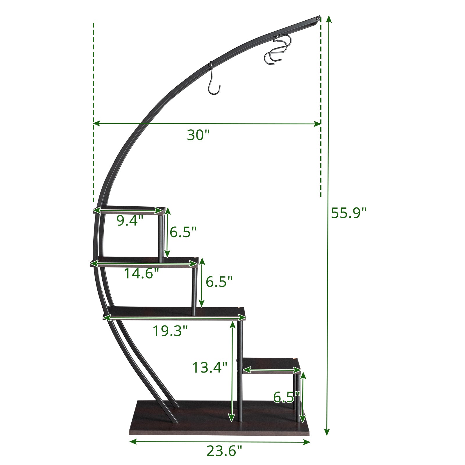 Artisasset  5 Layers Semicircle Iron Wood Suitable For Garden Balcony Patio Lawn Home Decoration Plant Stand Flower Pot Stand Iron Flower Stand  Black