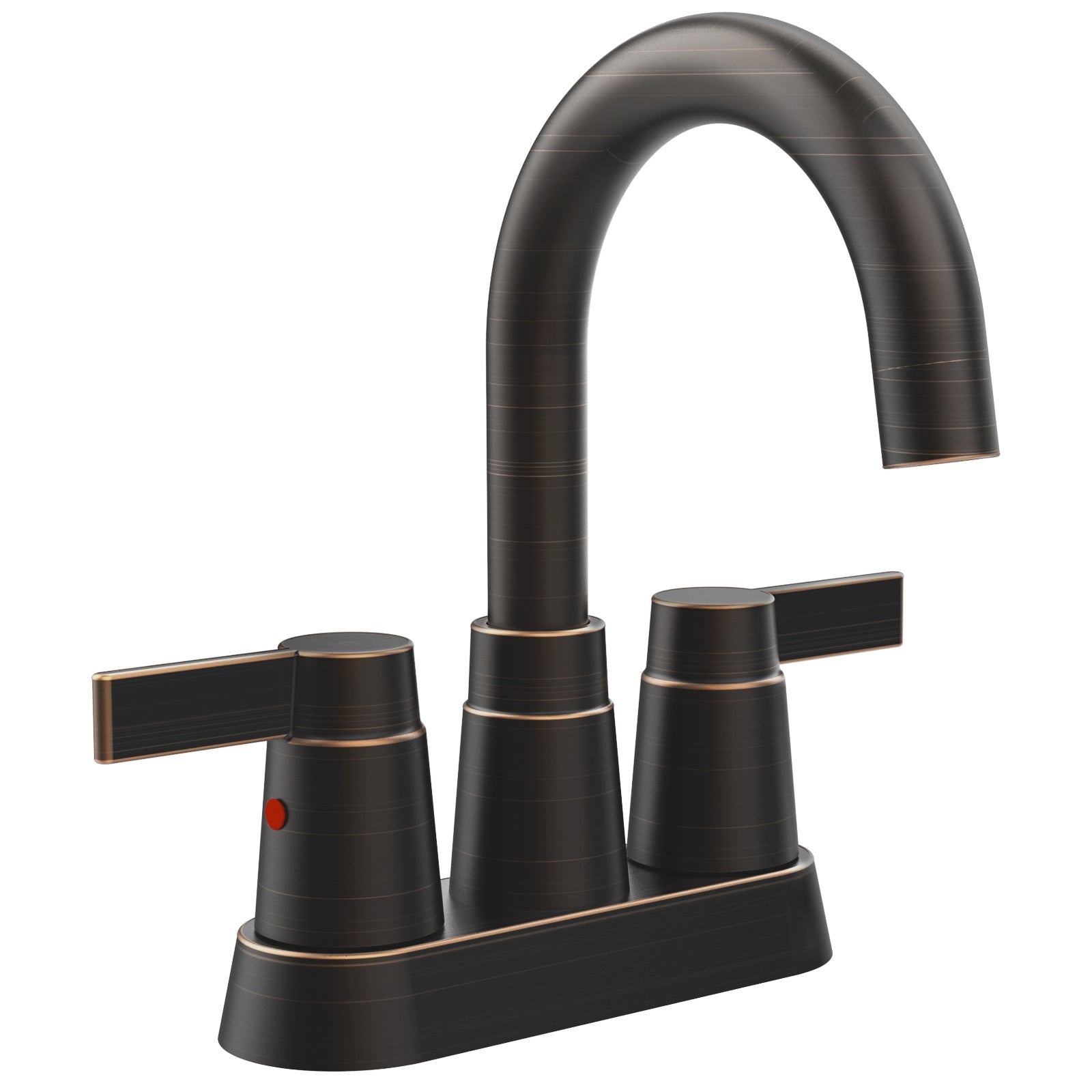 Bathroom Faucet Oil Rubbed Bronze 2-Handle Bathroom Sink Faucet 360 Degree High Arc Swivel Spout Centerset 4 Inch Vanity Faucet Bathroom Faucet 3 Holes Lavatory Faucet [pop-up drain and hose not inclu