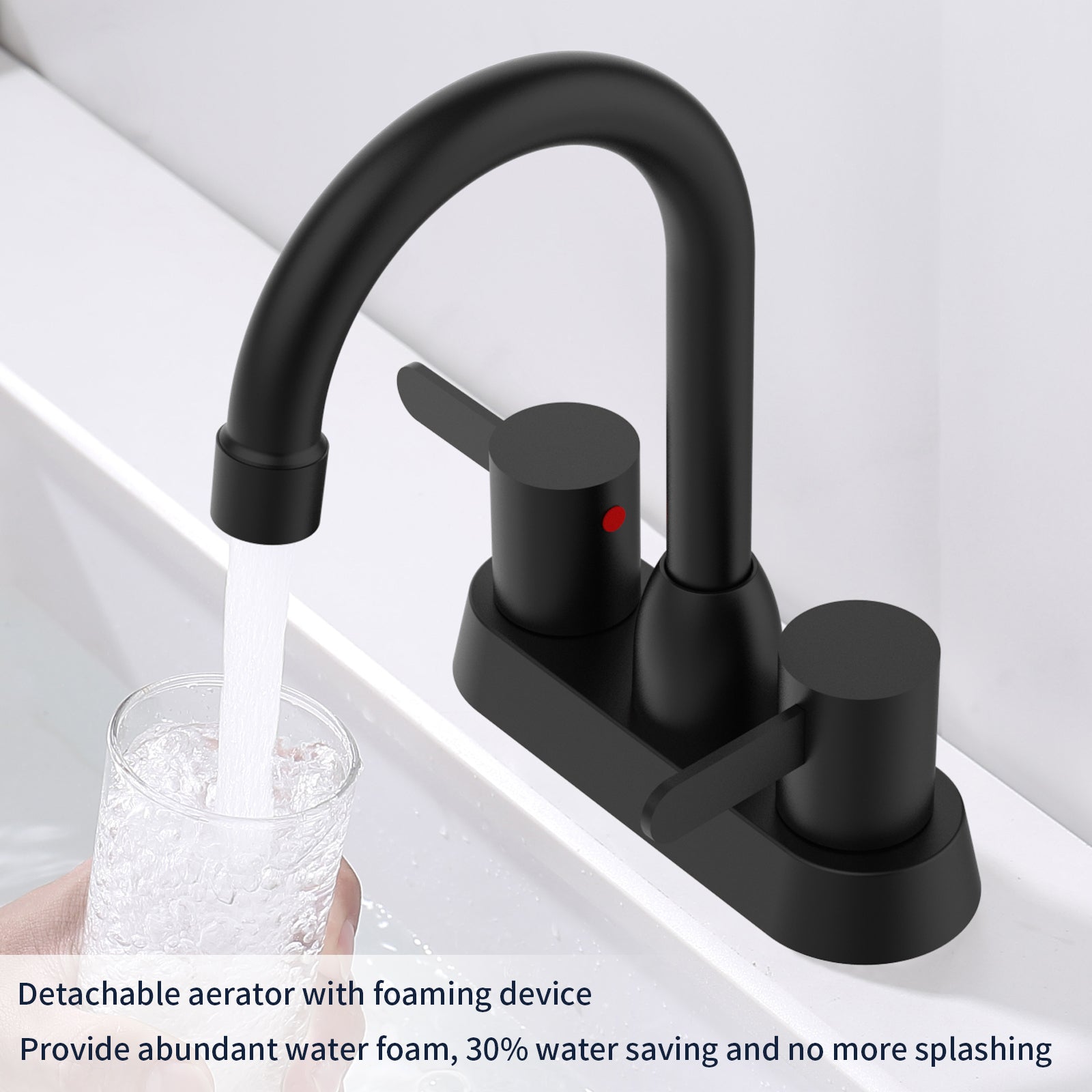 2 Handles Bathroom Sink Faucet, Matte Black Centerset RV Bathroom Faucets for 3 Hole [pop-up drain and hose not included][Unable to ship on weekends, please place orders with caution]