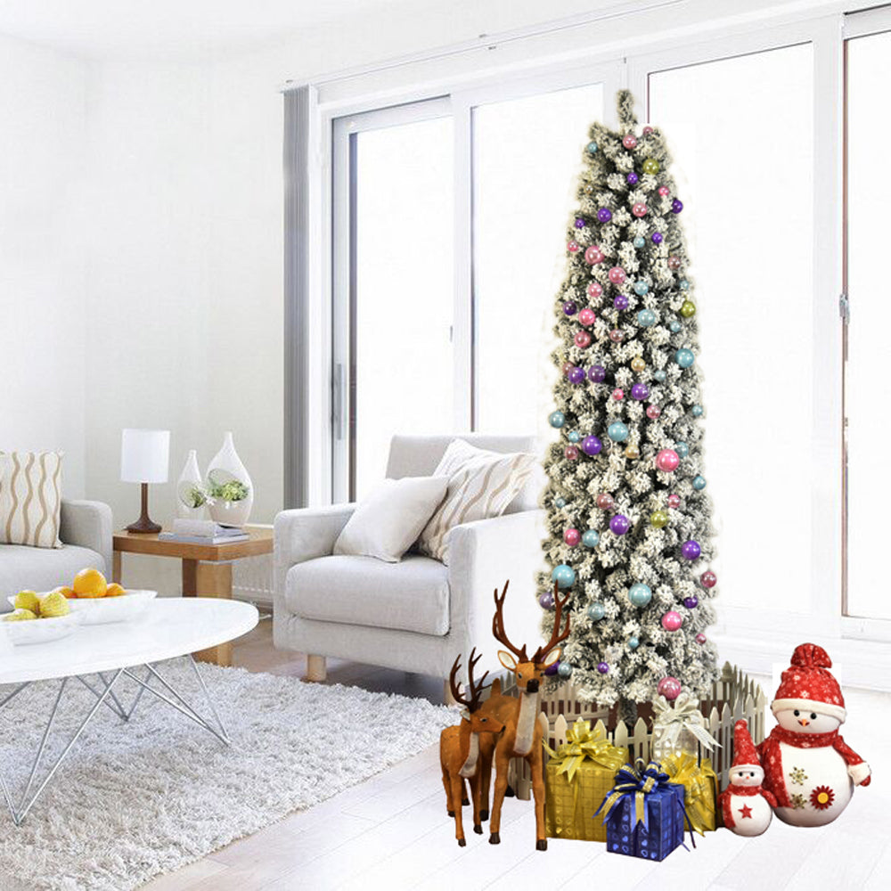 7.5ft Pencil Flocking Christmas Tree