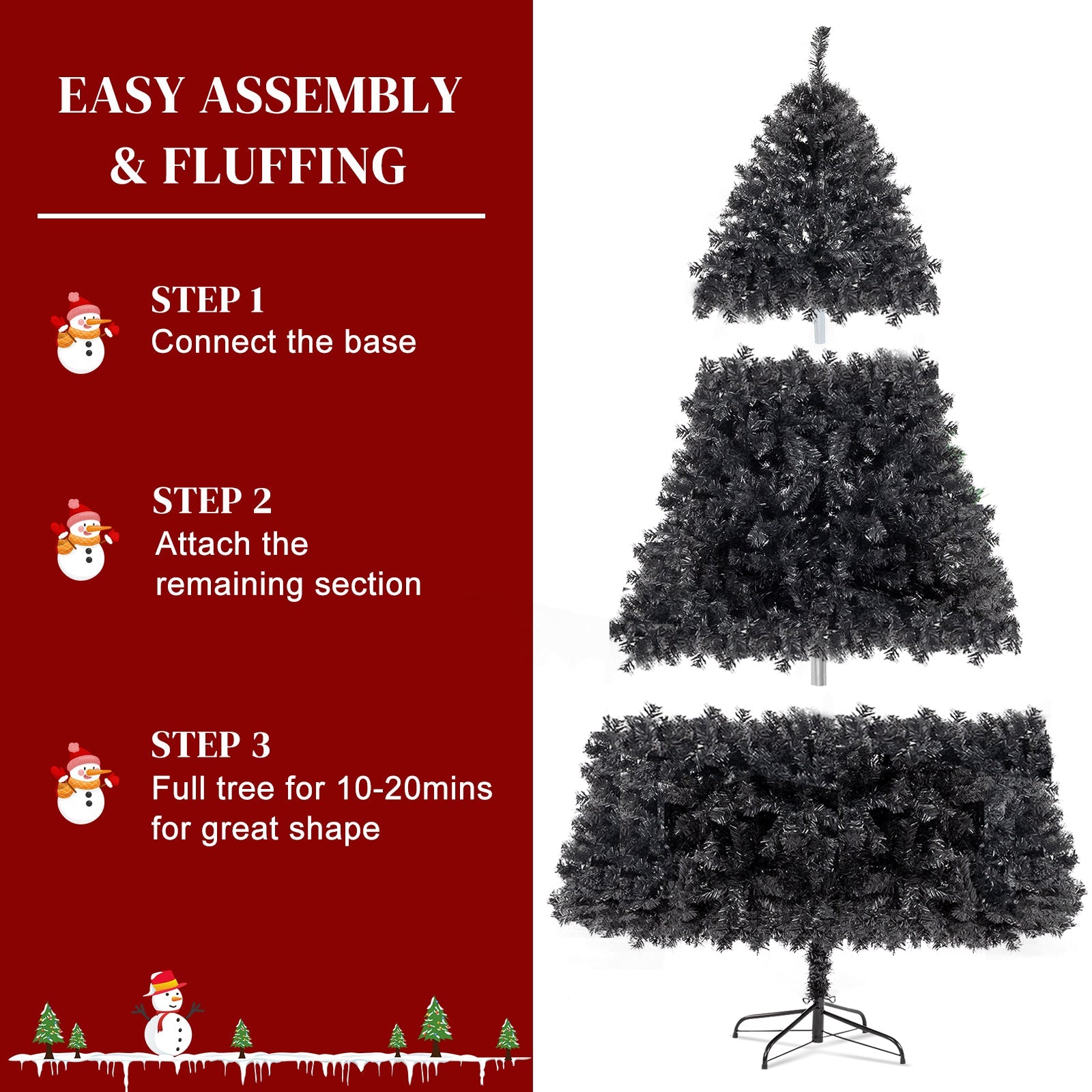 6ft 1150 Branches PVC Christmas Tree Black