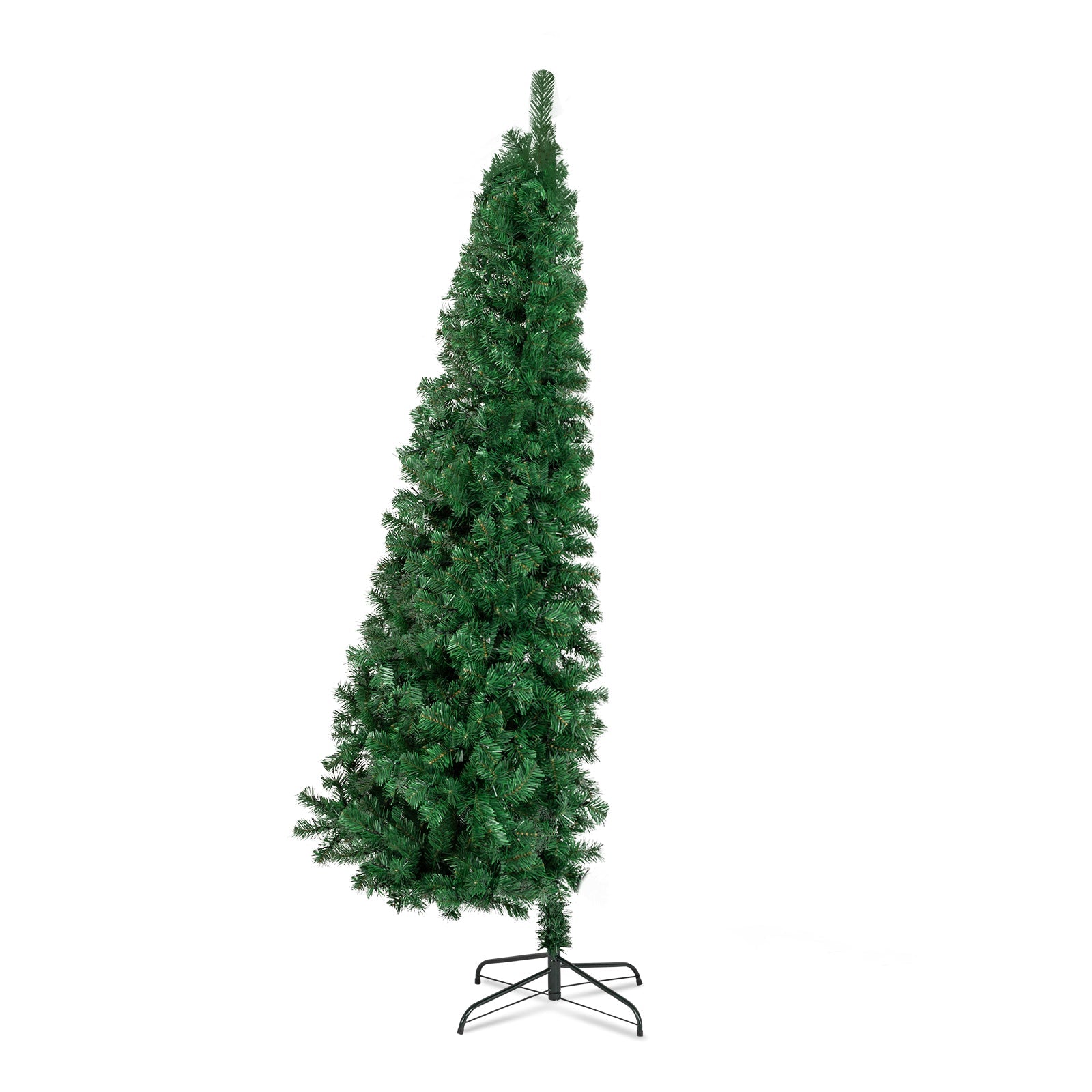 7ft 881 Branch Half Christmas Tree with 230LED Lights PVC Branch Iron Bracket Tender Green Christmas Tree