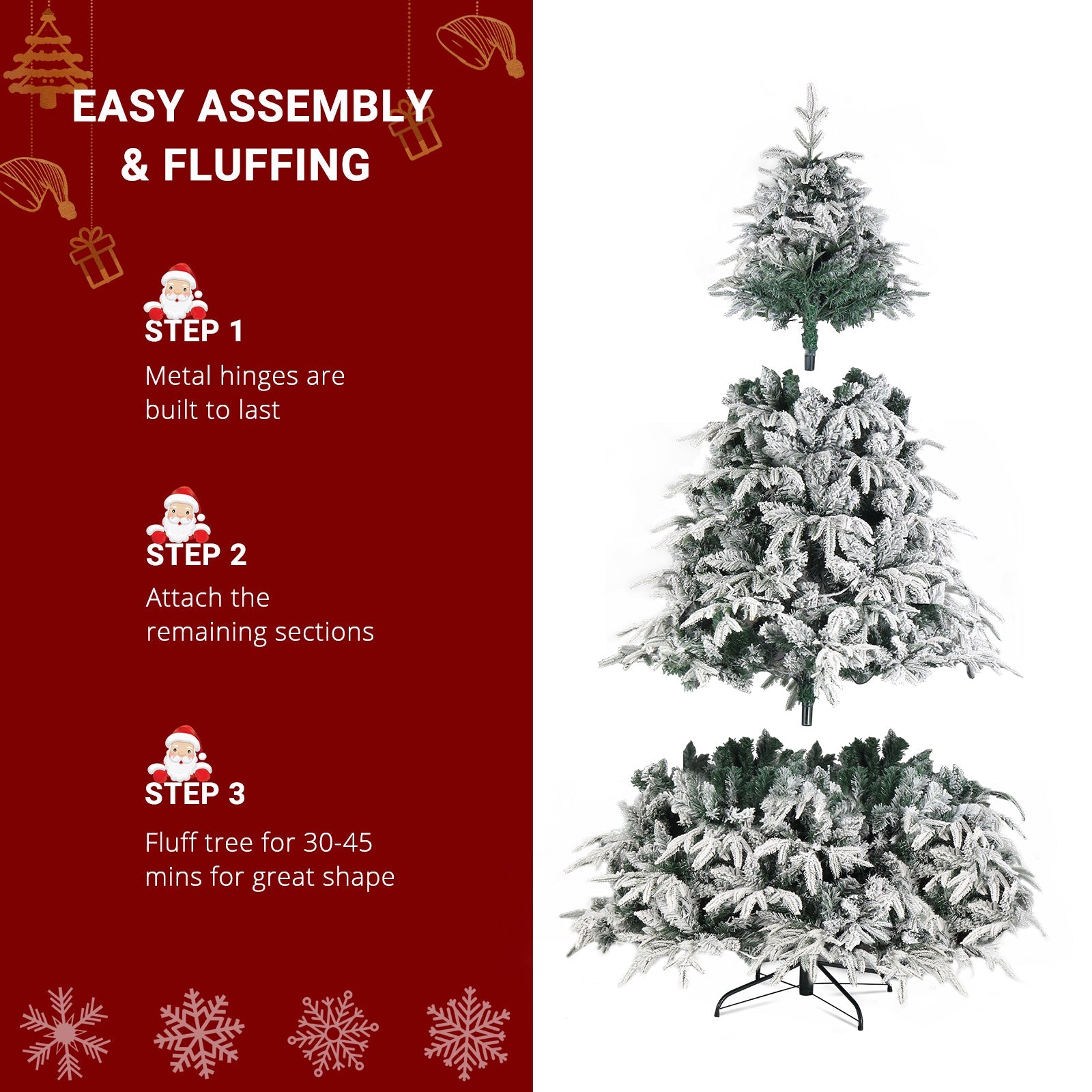 7ft Automatic Tree Structure Single-Sided Pe PVC Material Green Flocking 1687 Branches 450 Lights Warm Color 8 Modes Christmas Tree