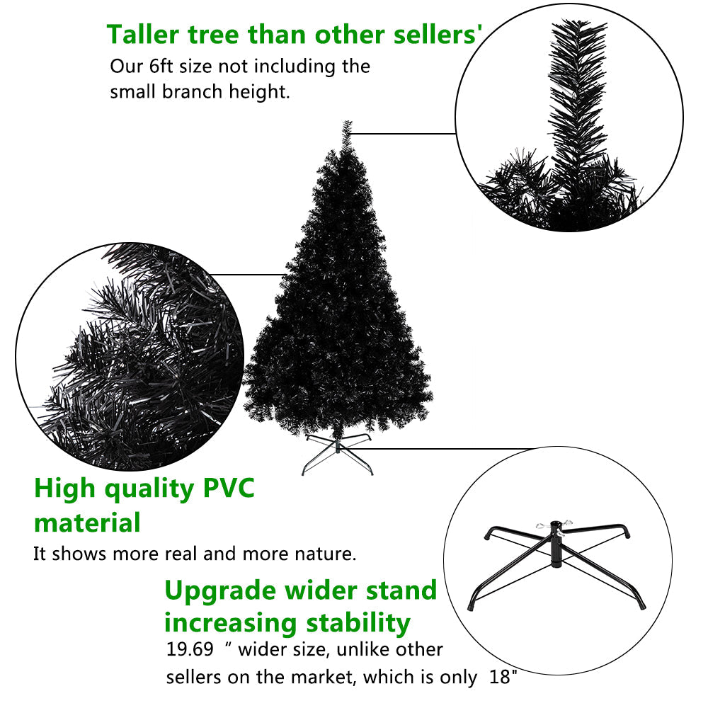 6ft 1600 Branches PVC Christmas Tree Black--Substitution code:	36564136