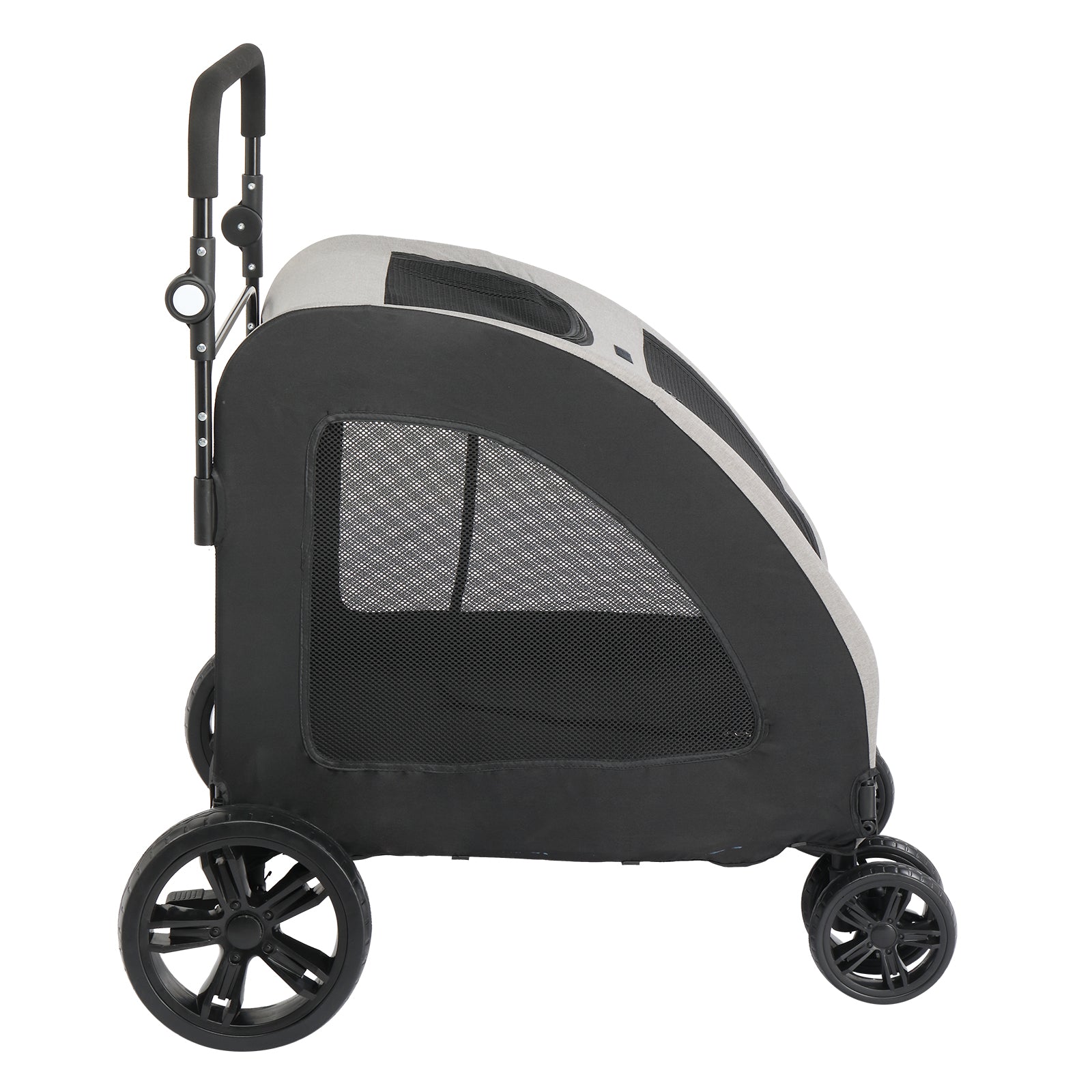 Dog Stroller for Medium to Large Dogs, Foldable Dog Wagon with 4 Wheels, Adjustable Handle, Bid Dog Jogger Stroller, Grey