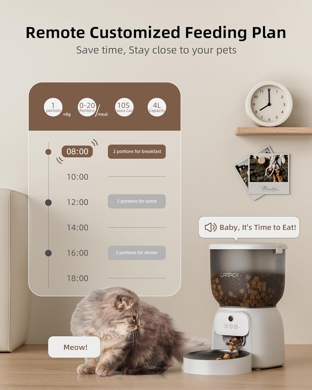 Automatic Cat Feeder with Camera, 1080P HD Video Cat Food Dispenser with Stainless Steel Bowls WiFi Automatic Pet Feeder with 2 Way Audio,Smart App Control(Ships from FBA warehouse, banned by Amazon)