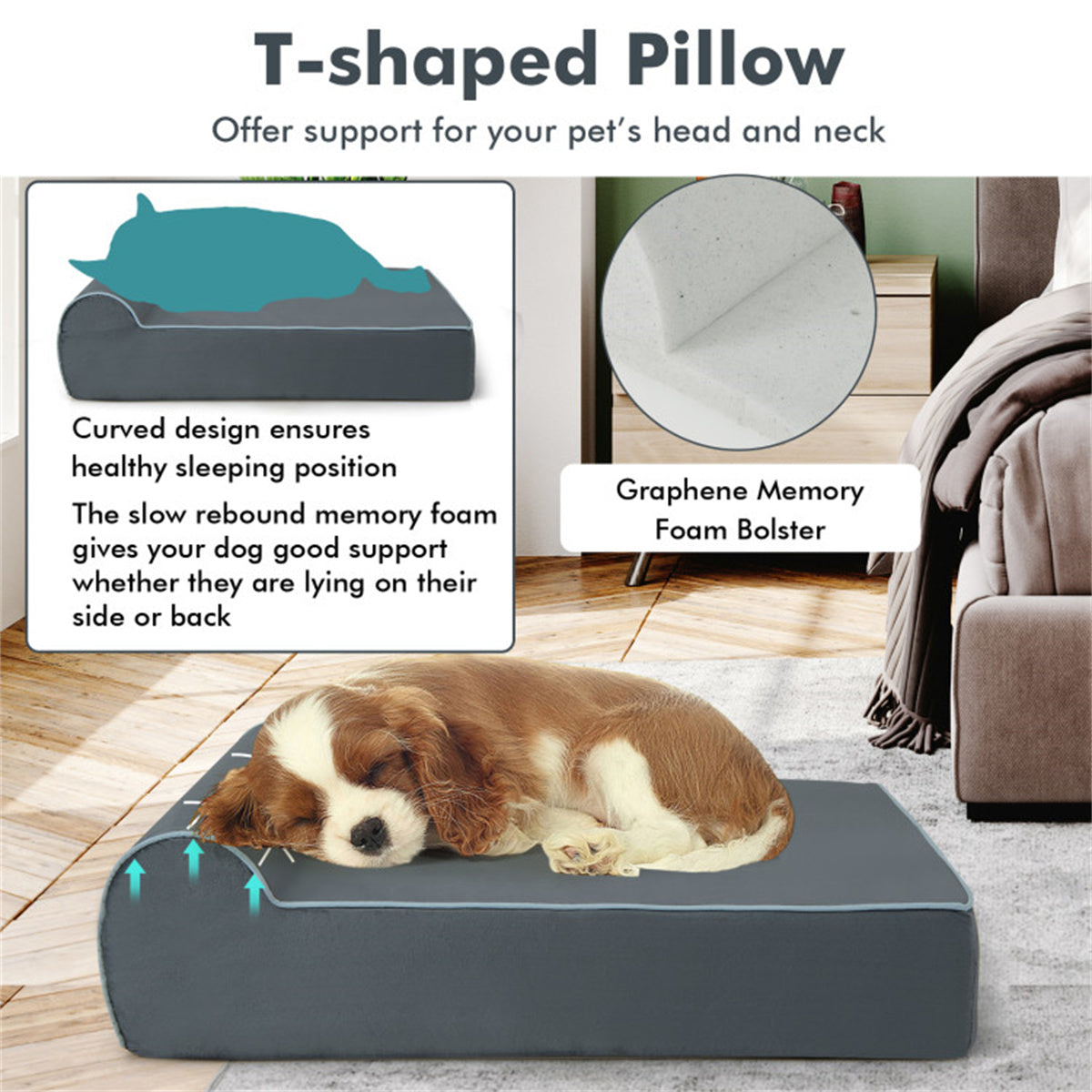 Orthopedic Dog Bed Dog Sofa with Headrest and Removable Washable Cover