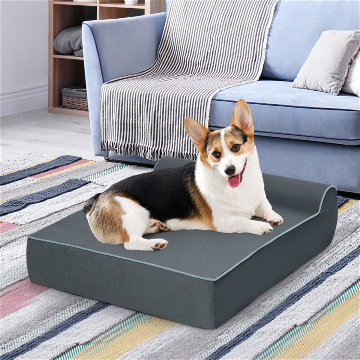 Orthopedic Dog Bed Dog Sofa with Headrest and Removable Washable Cover