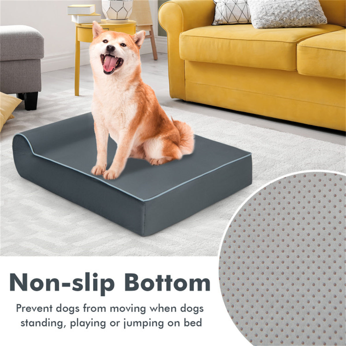 Orthopedic Dog Bed Dog Sofa with Headrest and Removable Washable Cover