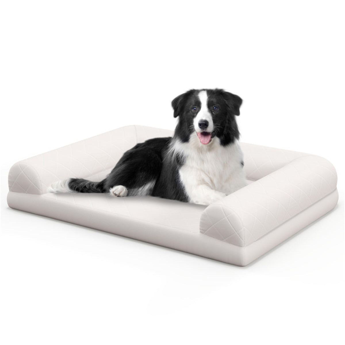 36" Orthopedic Dog Bed,Egg-Foam Dog Crate Bed with 3-Side Bolster and Removable Washable Bed Cover,Beige