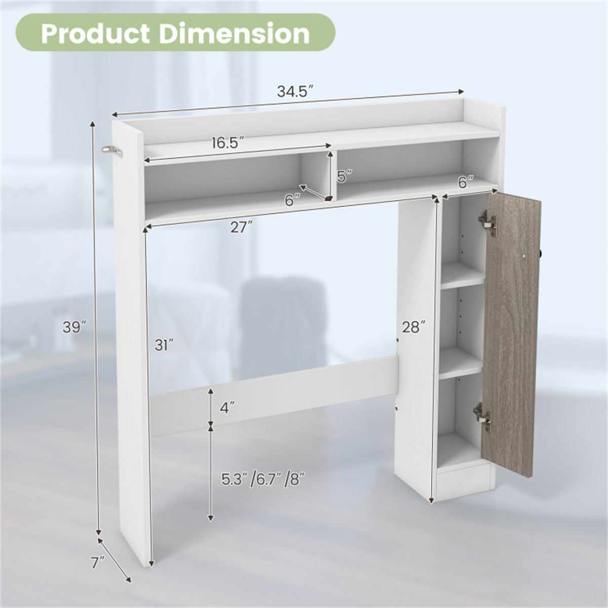 White bathroom cabinet, bathroom storage rack