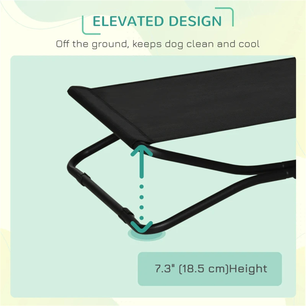 43.75 "L Foldable Elevated Pet Bed Black