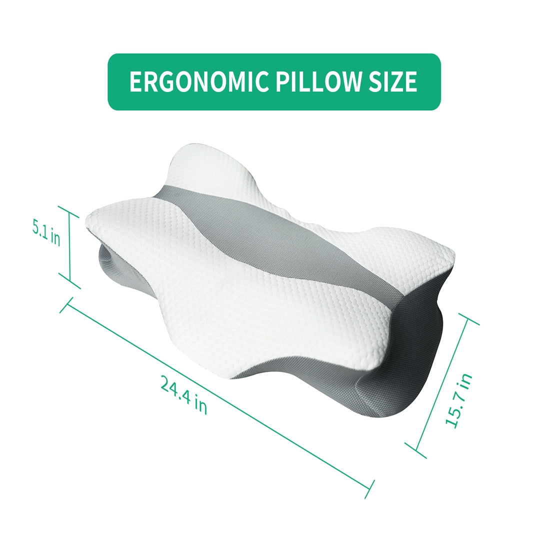 Memory Foam Neck Pillow,1 Piece Soft Comfortable Contour Sleep Pillow for Spring Daily Use,Ideal for Side&Back Sleepers.Ergonomic Design Provides Pain Relief,Orthopedic Support for Neck and Shoulder.