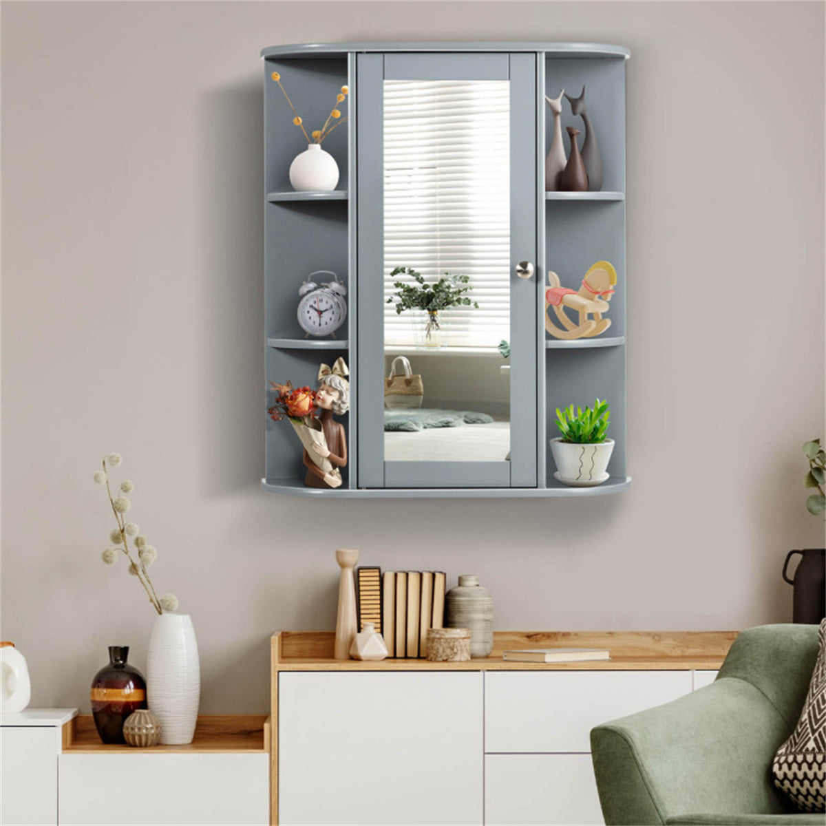 Grey wall cabinet style cabinet