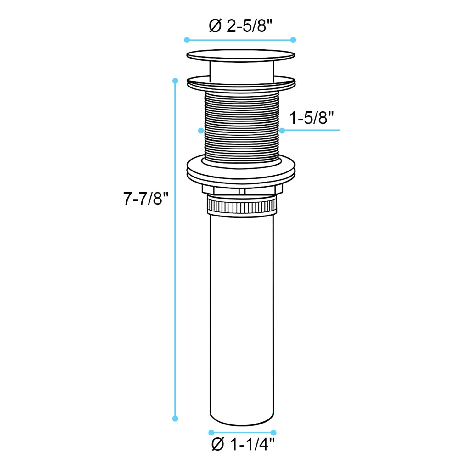 Bathroom Sink Drain without Overflow, Vessel Sink Lavatory Vanity Pop Up Drain Stopper, 304 Stainless Steel