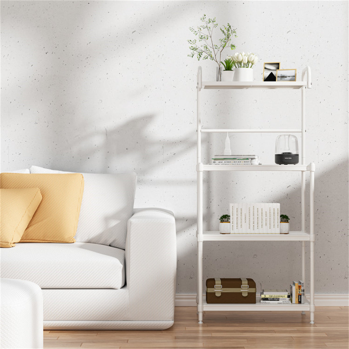 4 layer storage shelf white