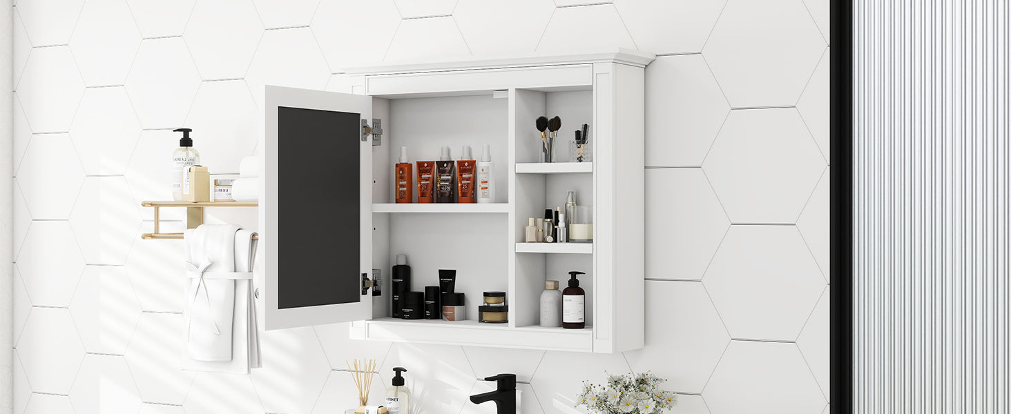 30'' x 28'' Medicine Cabinet, Wall Mounted Bathroom Storage Cabinet, Modern Bathroom Wall Cabinet with Mirror,Medicine Cabinet,  Mirror Cabinet with 3 Open Shelves (Not Include Bathroom Vanity )