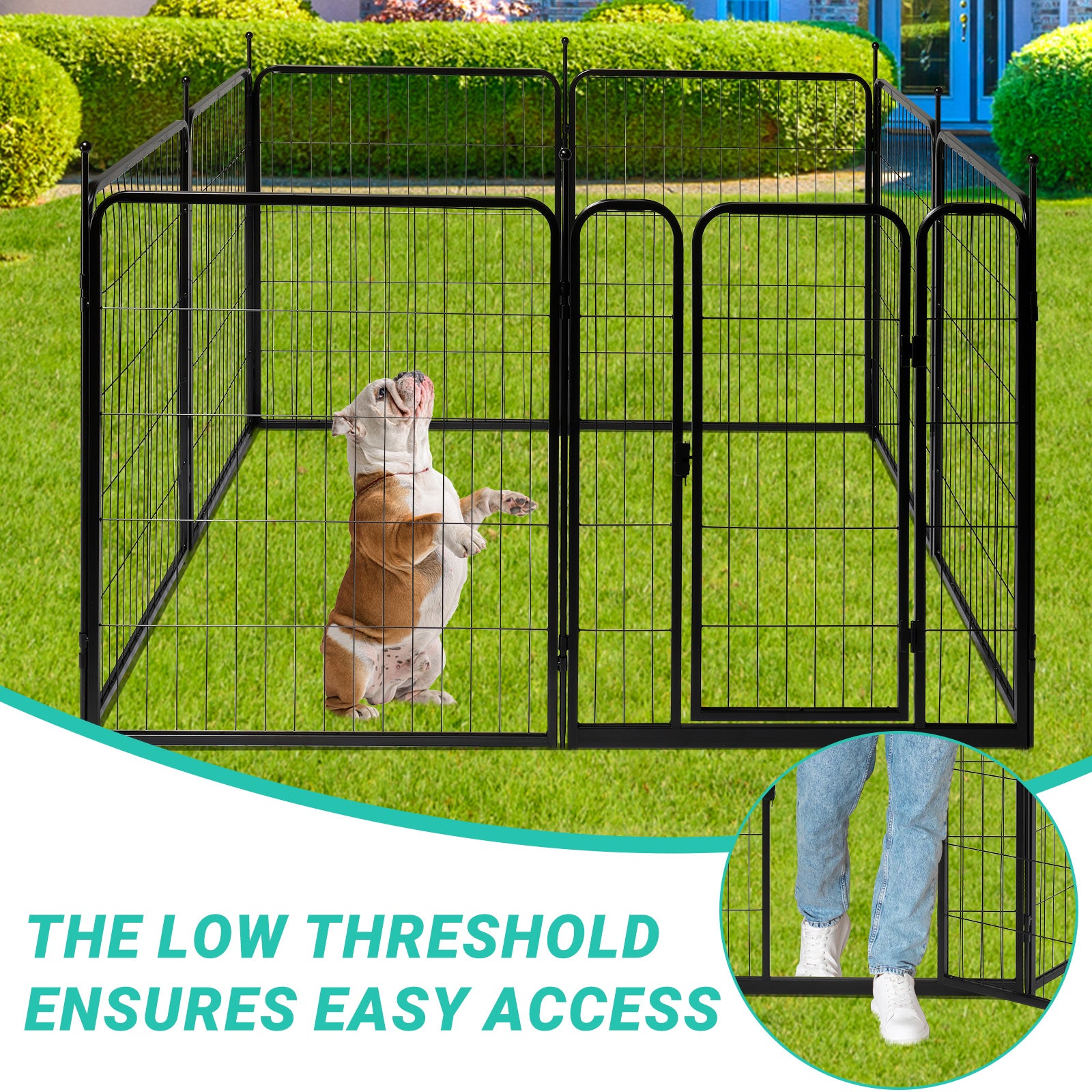 Dog Playpen Pet Dog Fence, 32" Height 8 Panels Metal Dog Pen, Outdoor Exercise Pen with Door for RV, Camping, Yard