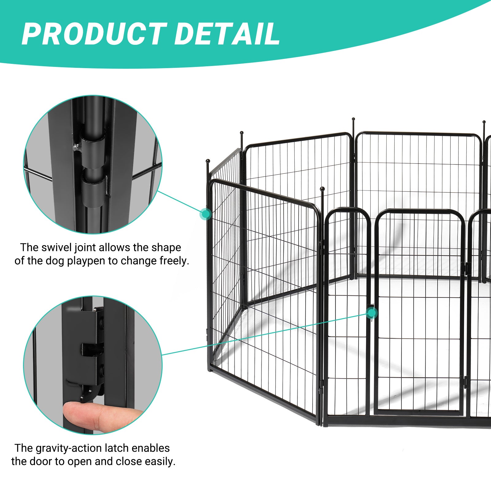 Dog Playpen Pet Dog Fence, 32" Height 8 Panels Metal Dog Pen, Outdoor Exercise Pen with Door for RV, Camping, Yard