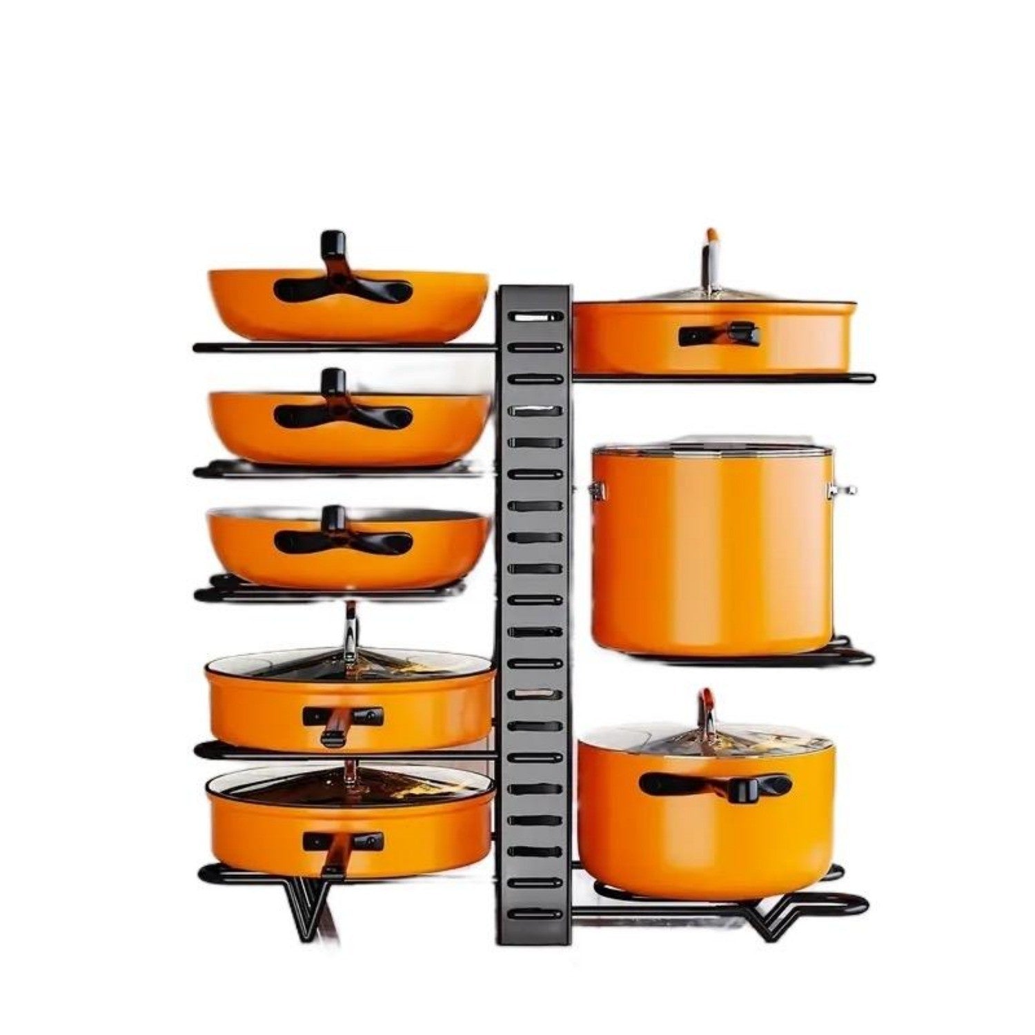 8 Tier Pot and Pan Organizer Rack for Cabinet With 3 DIY Methods, Adjustable Organizer for Pots, Pans and Lids(No shipments on weekends, banned from Amazon)