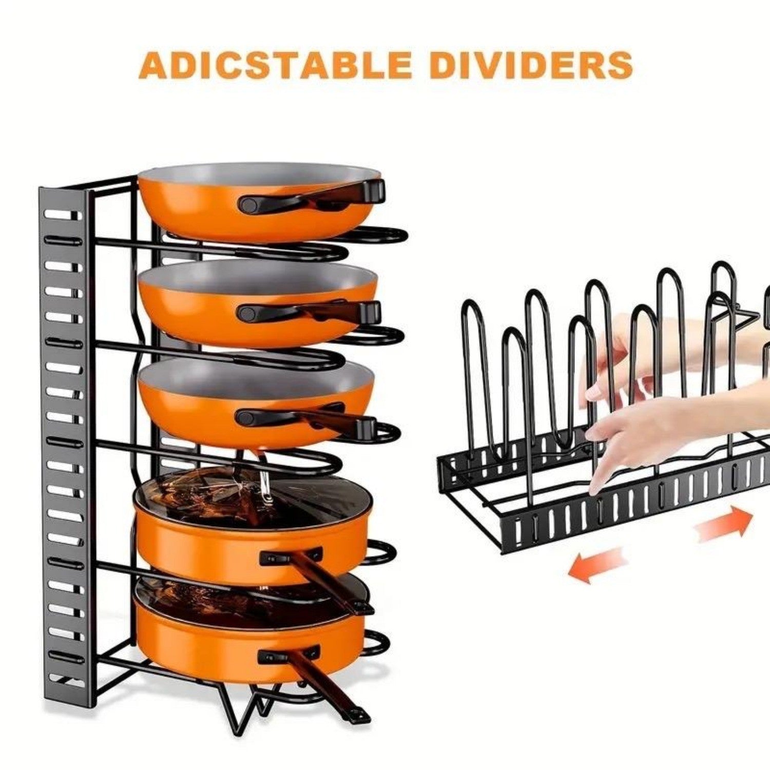 8 Tier Pot and Pan Organizer Rack for Cabinet With 3 DIY Methods, Adjustable Organizer for Pots, Pans and Lids(No shipments on weekends, banned from Amazon)