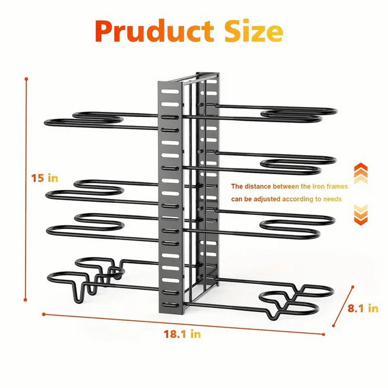 8 Tier Pot and Pan Organizer Rack for Cabinet With 3 DIY Methods, Adjustable Organizer for Pots, Pans and Lids(No shipments on weekends, banned from Amazon)