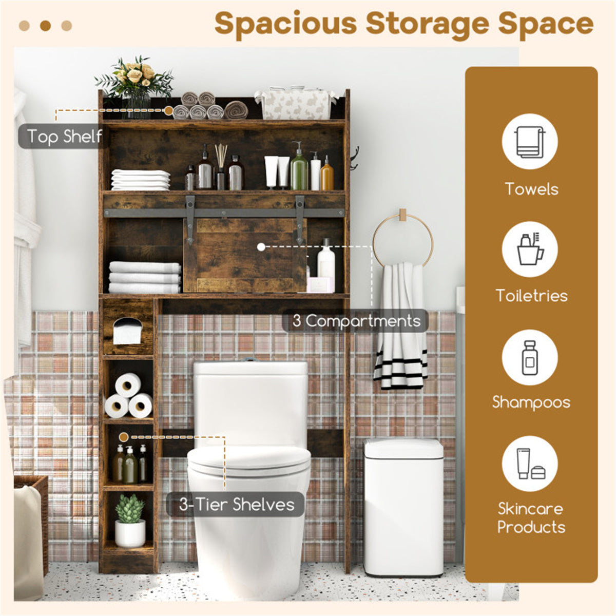 Toilet Storage Cabinet Brown