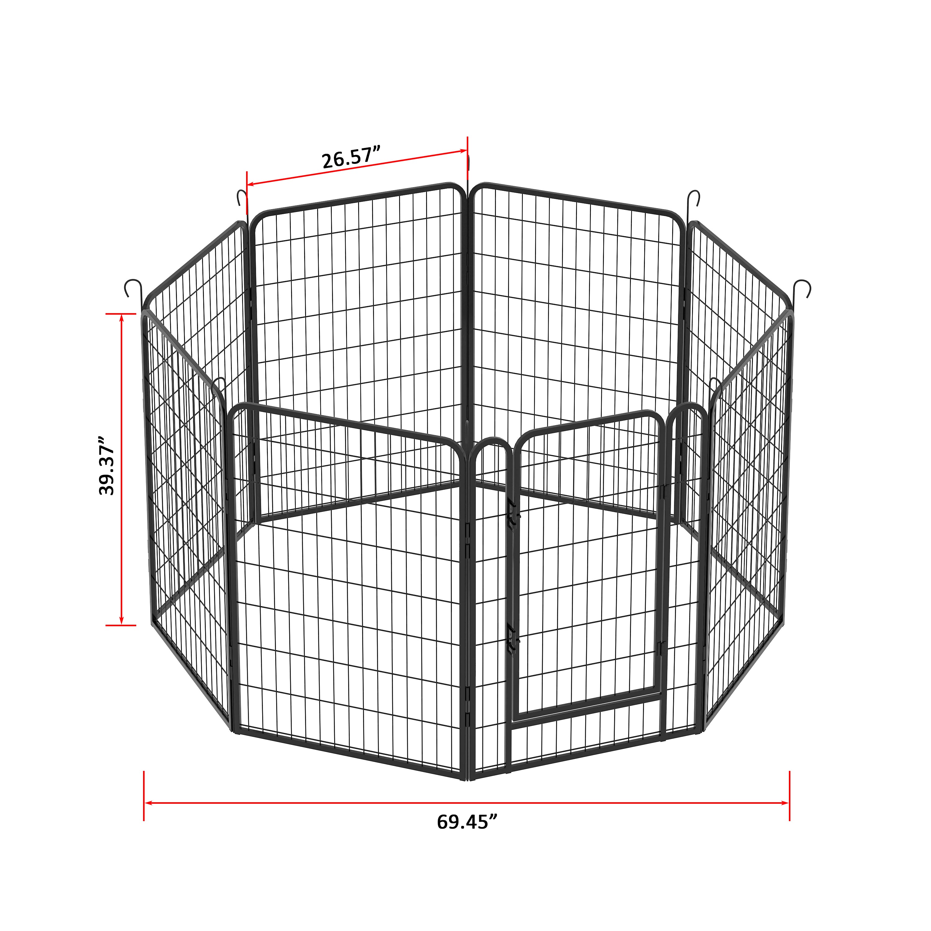 8 Panels Heavy Duty Metal Playpen with door,39.37"H Dog Fence Pet Exercise Pen for Outdoor, Indoor