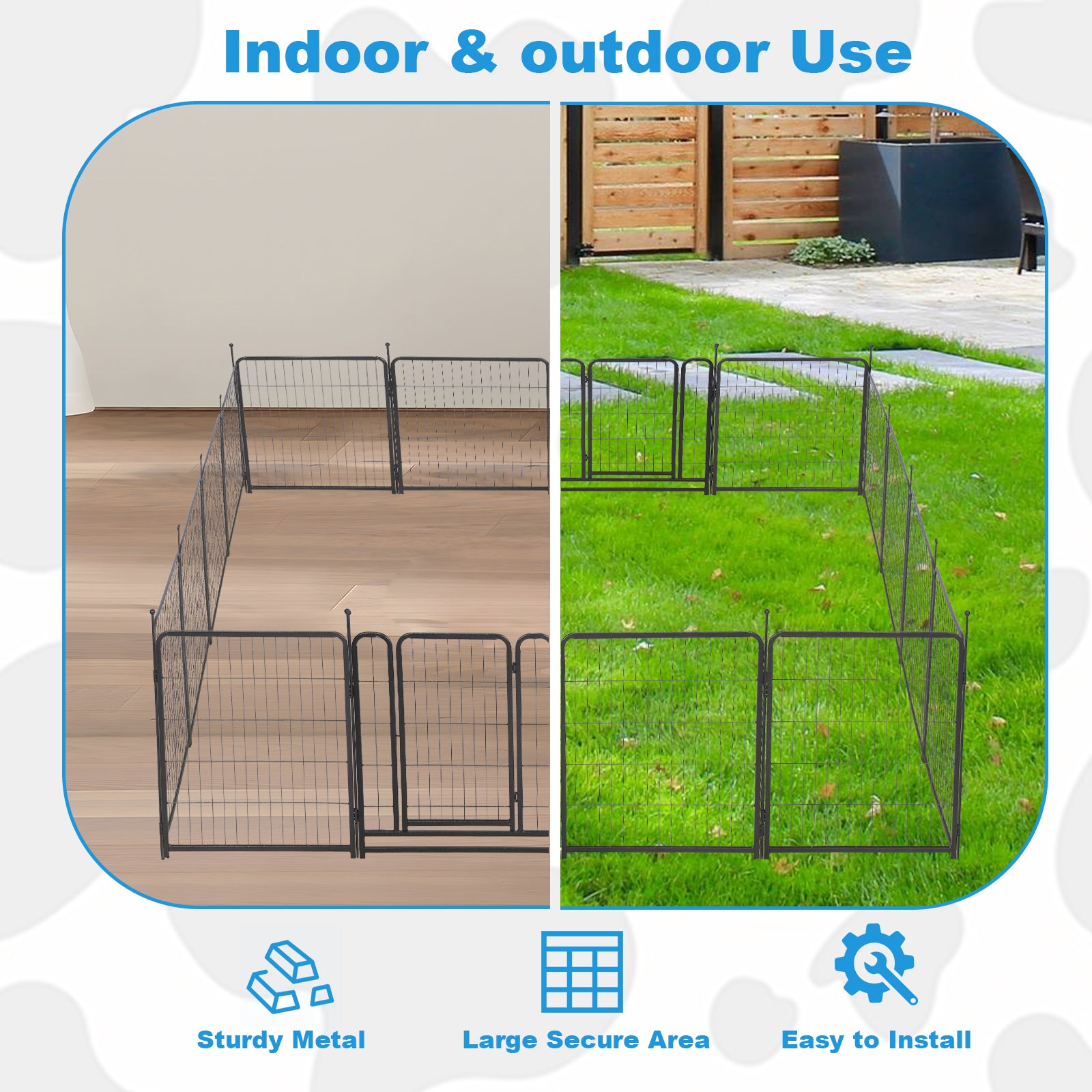 16 Panels Dog Playpen for outdoor,yard,camping,31.6"Height dog fence with 2 doors.