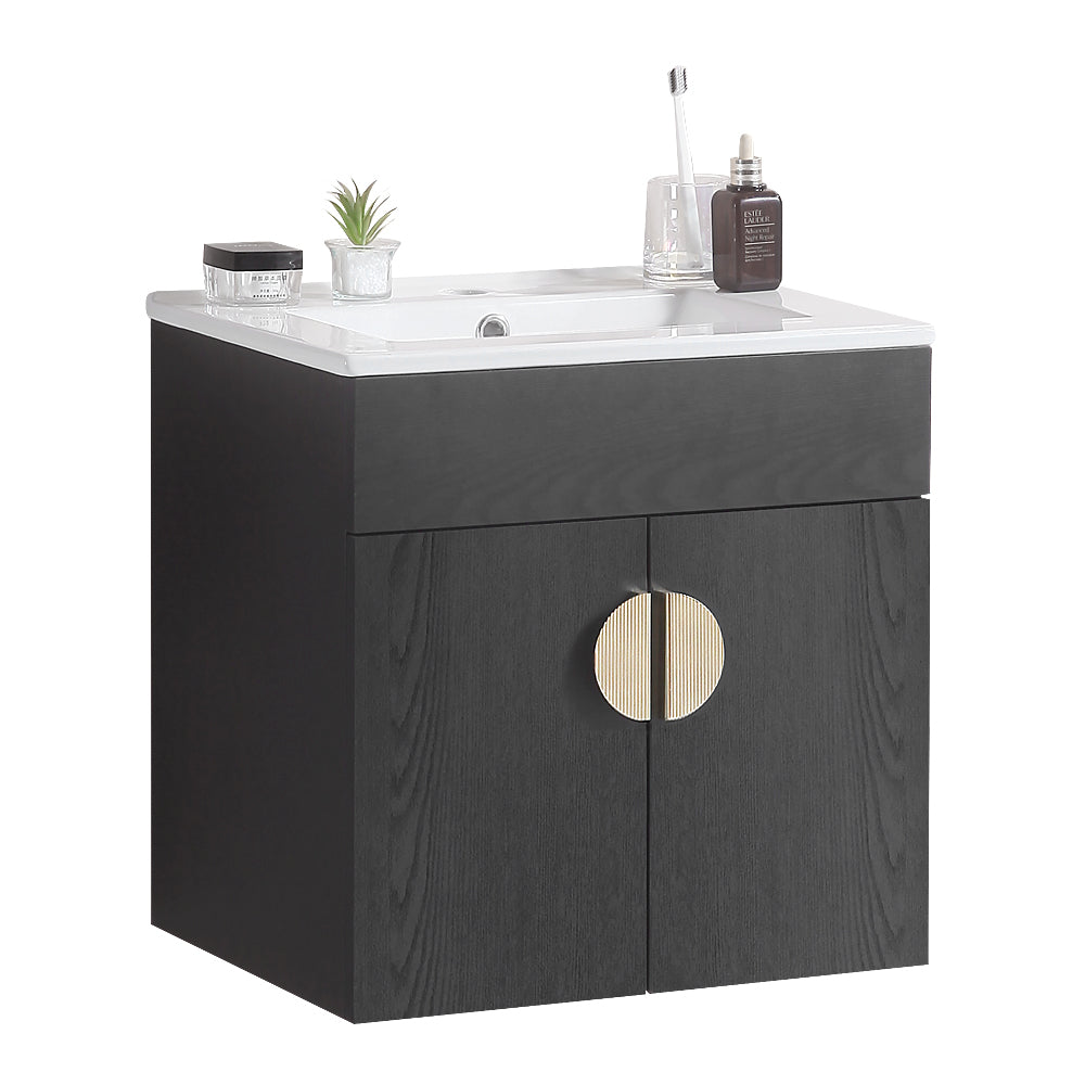 20" Bathroom Vanity with Sink,Large Storage Space, Wall Mounted Bathroom Vanity Sink,Black