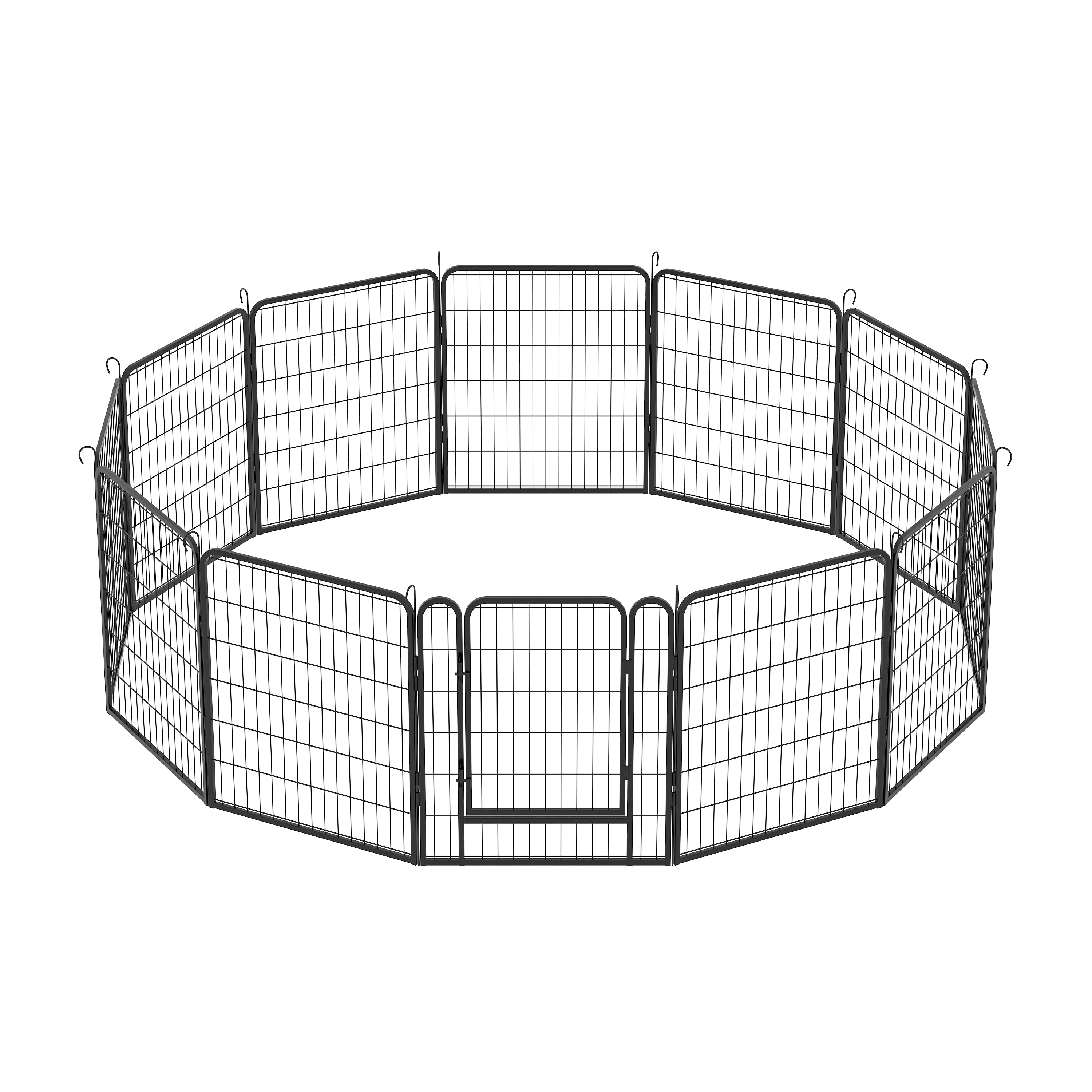 12 Panels Heavy Duty Metal Playpen with door,31.7"H Dog Fence Pet Exercise Pen for Outdoor