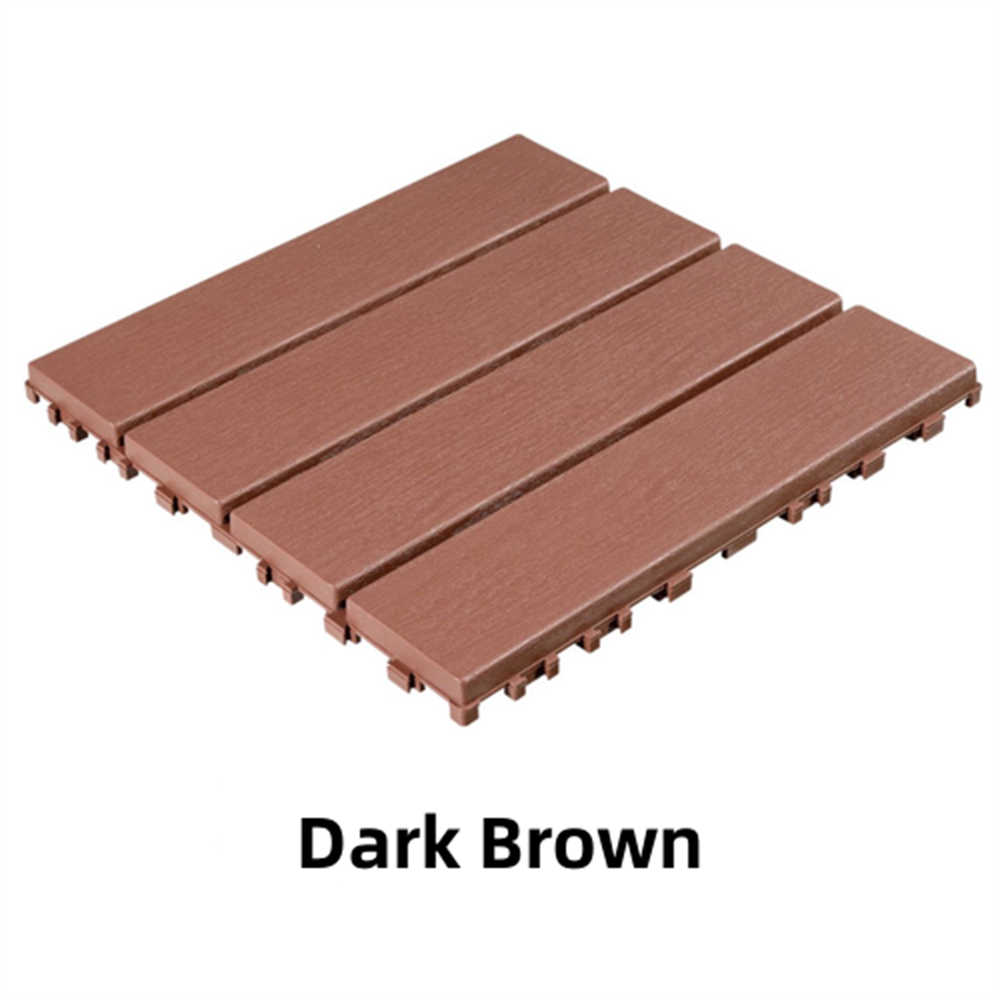 44pcs Dark Brown 11.8"x11.8"(30cmx30cm) Interlocking Deck Tiles - Waterproof, Anti-Slip, All-Weather Patio Flooring for Outdoor and Indoor Use - Smooth Wood-Grain Design Ideal for Courtyards, Balconie