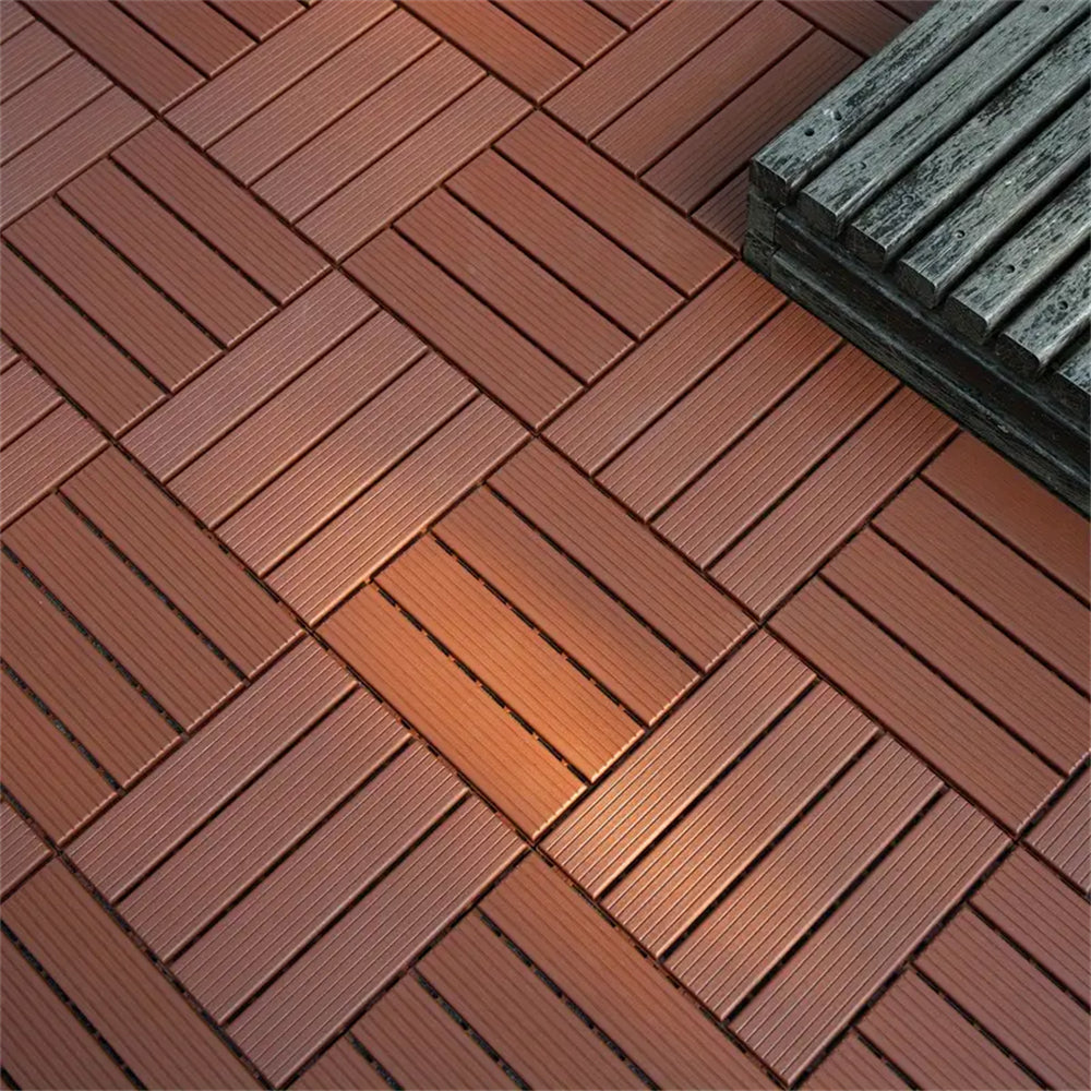 88pcs Dark Brown 11.8"x11.8"(30cmx30cm) Interlocking Deck Tiles - Waterproof, Anti-Slip, All-Weather Patio Flooring for Outdoor and Indoor Use - Smooth Wood-Grain Design Ideal for Courtyards, Balconie