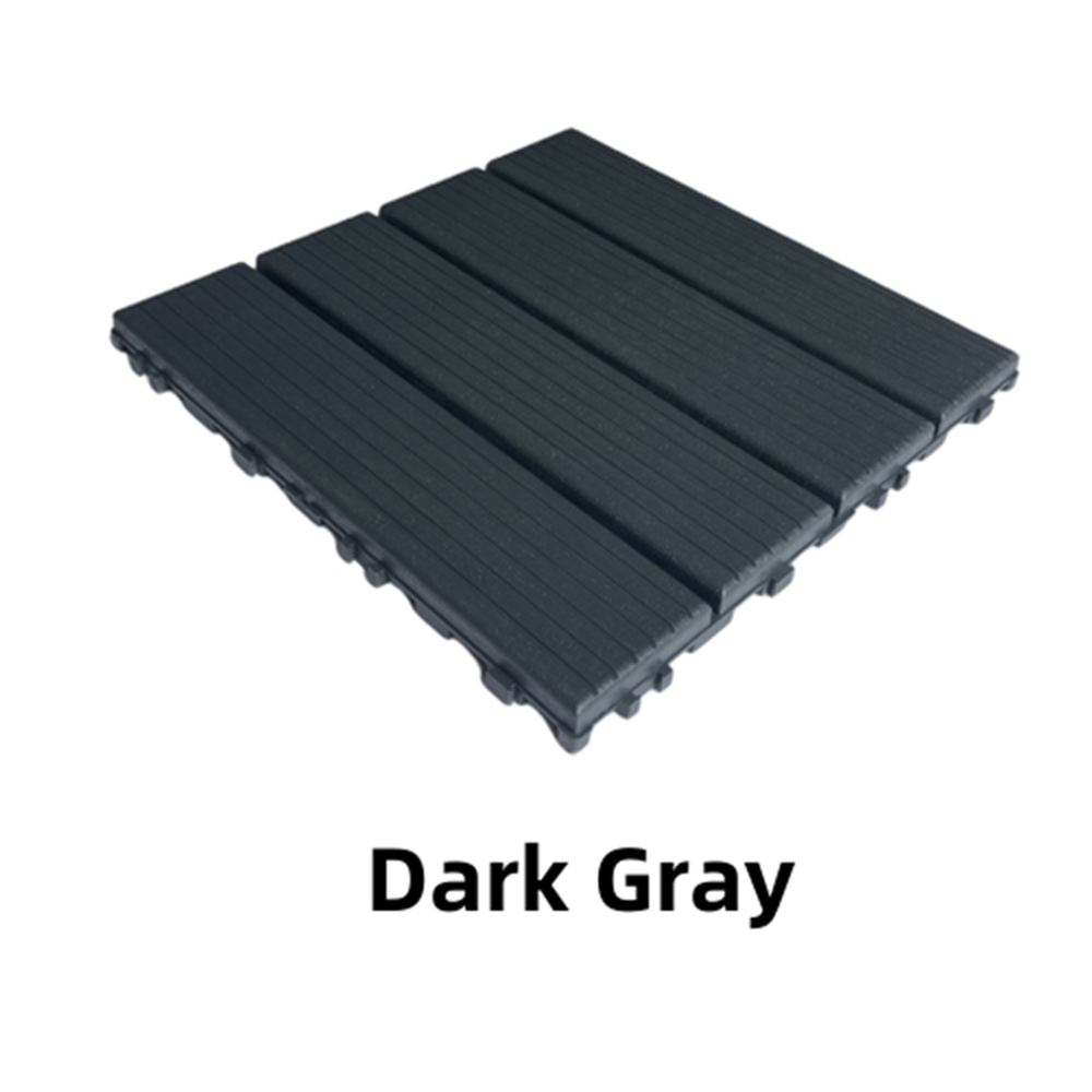 88pcs Straight stripe dark grey 11.8 "x 11.8" (30cmx30cm) interlocking deck plastic tiles, non-slip and waterproof, indoor and outdoor all-day terrace tiles, 3D imitation wood grain, patio, balcony