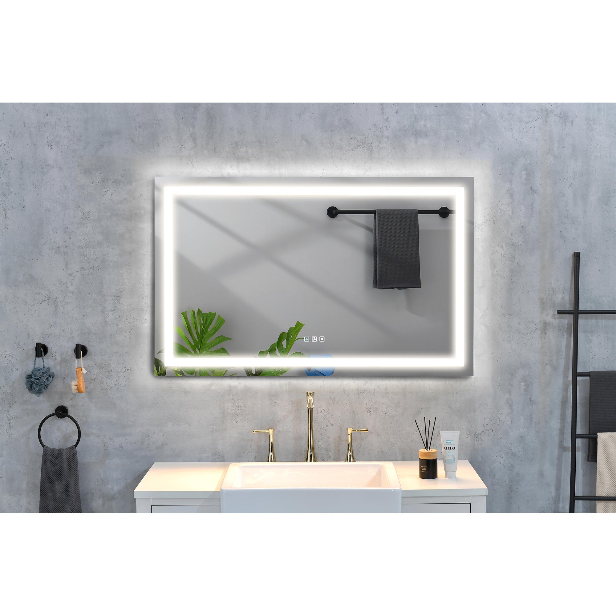 55x30 Inch LED Bathroom Mirror with Frontlit and Backlit, Wall Mounted Vanity Mirror with Smart Touch Button, Anti-Fog, Memory Function, 3 Colors, Stepless Dimmable Makeup Mirror