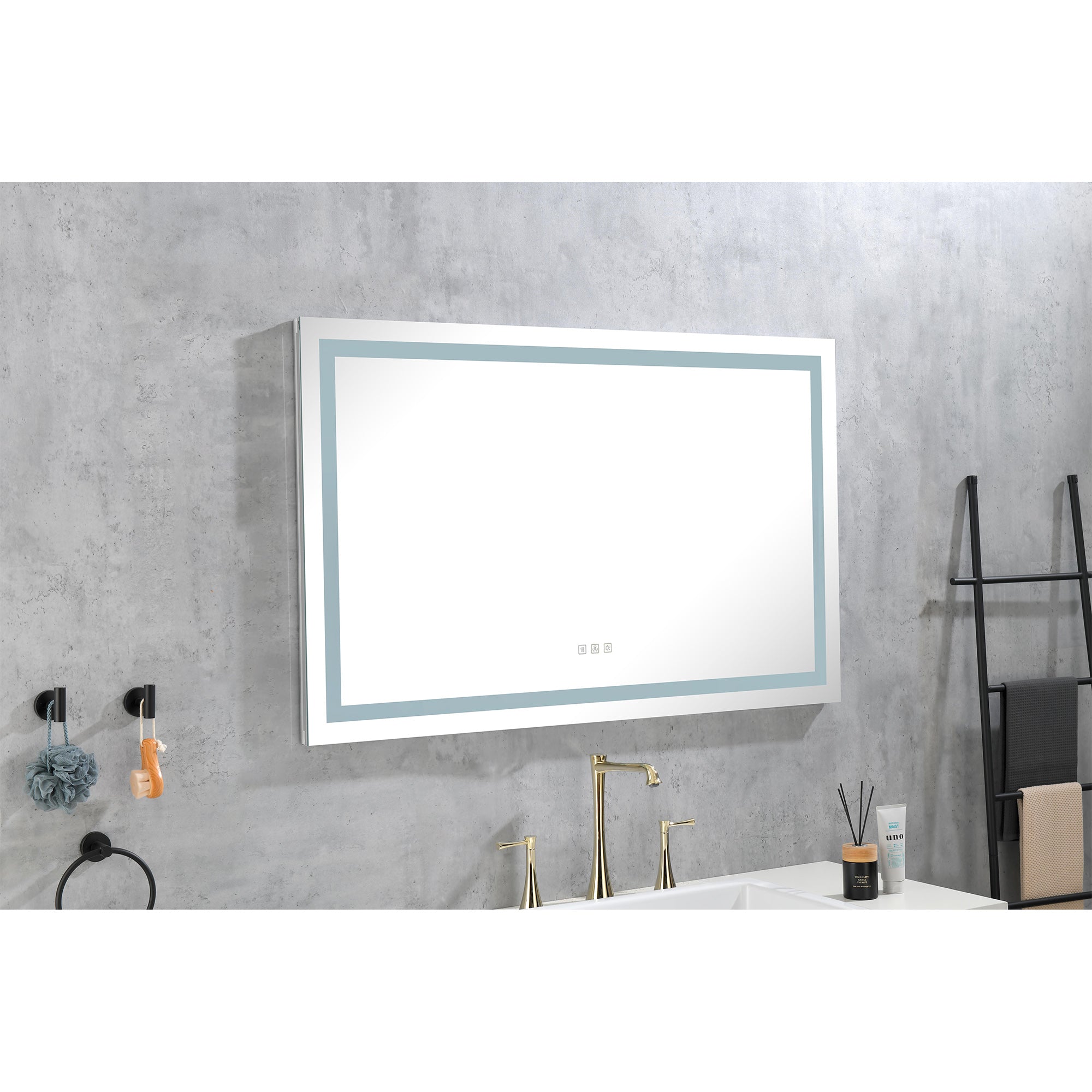 55x30 Inch LED Bathroom Mirror with Frontlit and Backlit, Wall Mounted Vanity Mirror with Smart Touch Button, Anti-Fog, Memory Function, 3 Colors, Stepless Dimmable Makeup Mirror