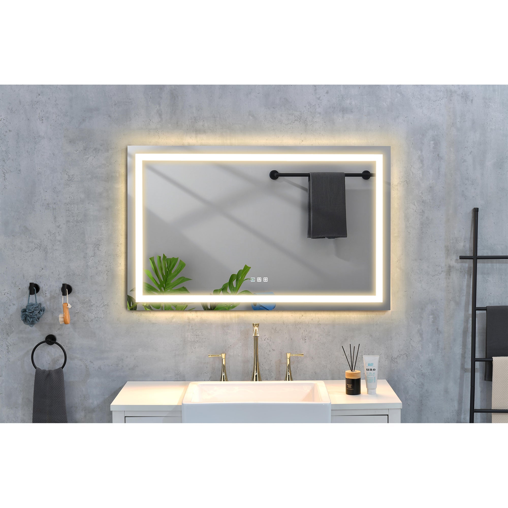 55x30 Inch LED Bathroom Mirror with Frontlit and Backlit, Wall Mounted Vanity Mirror with Smart Touch Button, Anti-Fog, Memory Function, 3 Colors, Stepless Dimmable Makeup Mirror