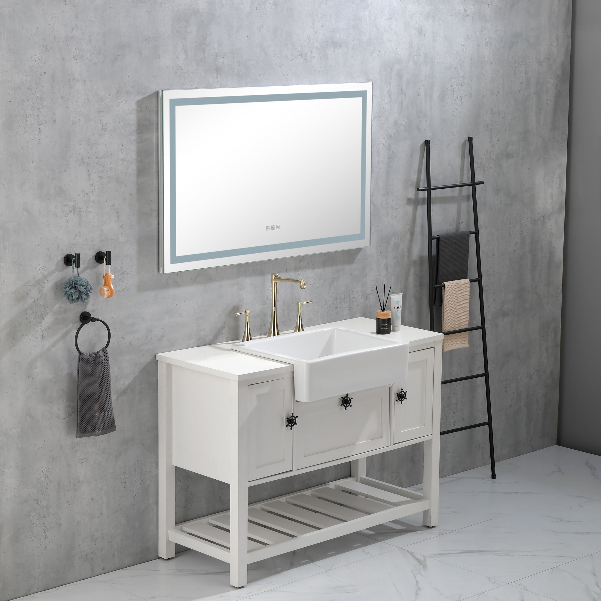 55x30 Inch LED Bathroom Mirror with Frontlit and Backlit, Wall Mounted Vanity Mirror with Smart Touch Button, Anti-Fog, Memory Function, 3 Colors, Stepless Dimmable Makeup Mirror