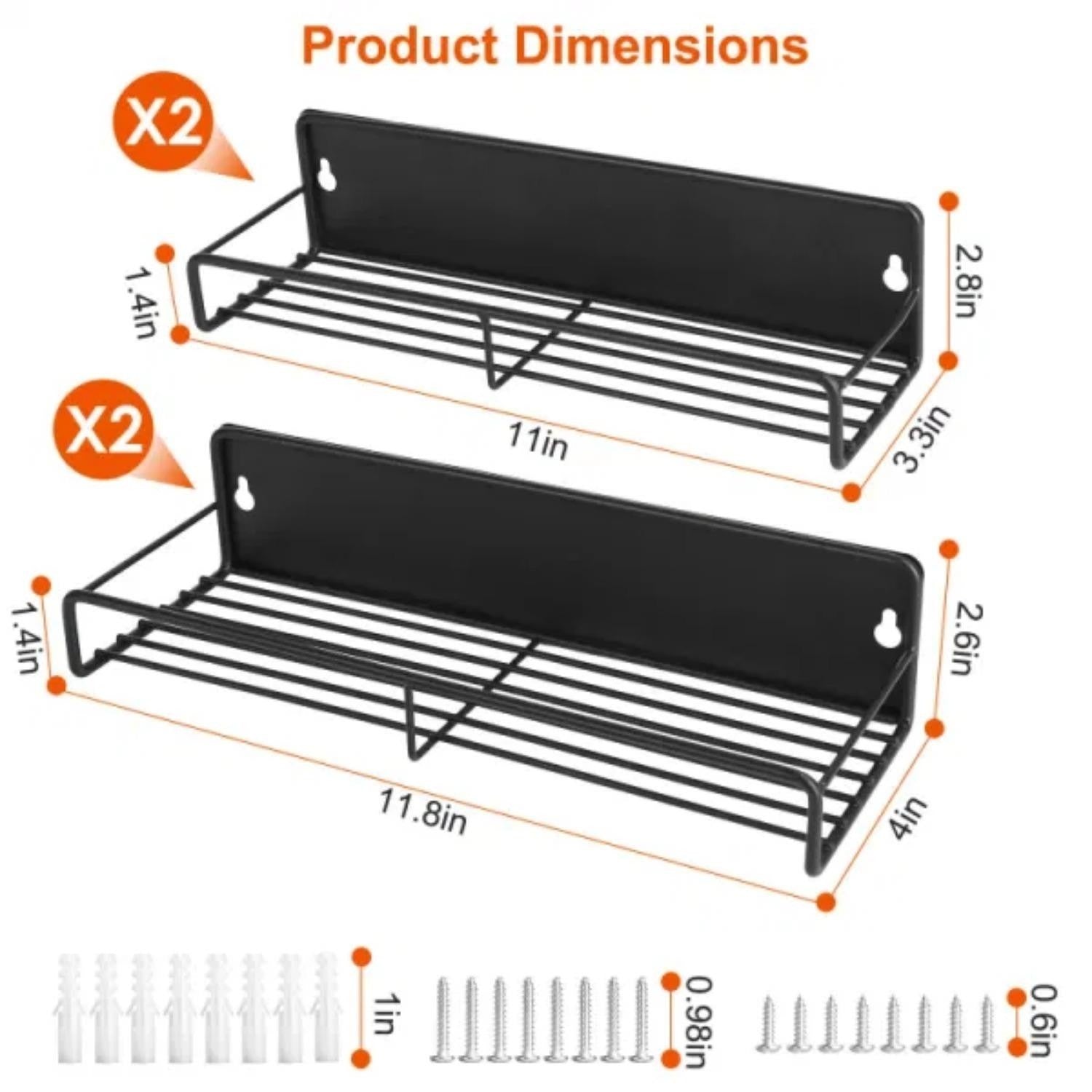 4Pack Strong Magnetic Spice Rack Organizer Fridge Storage Shelf for Jars Seasoning Tins Utensils Space Saver Holder