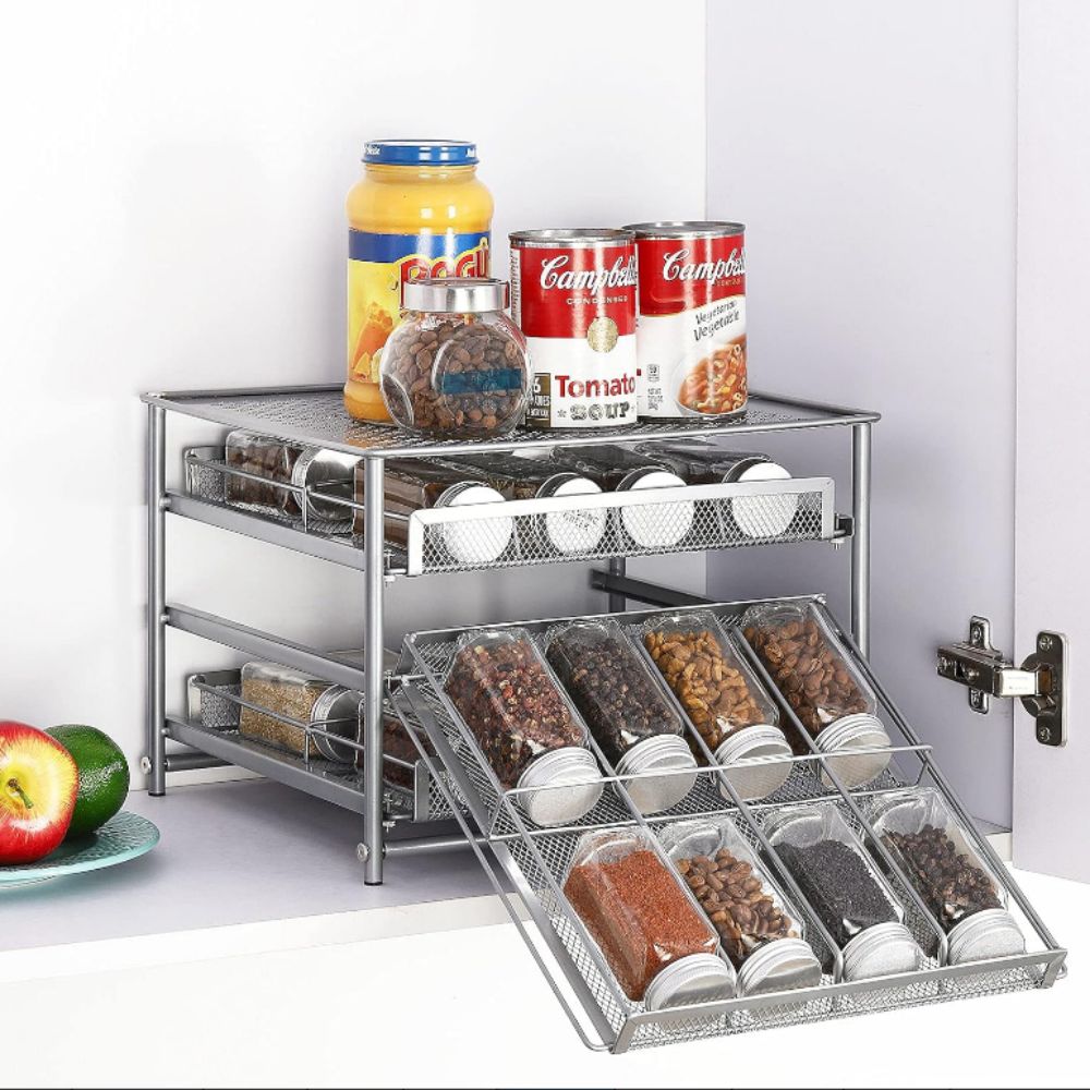 Lipper International Alloy Steel Three-Tier Tilt Down Kitchen and Cooking Spice Drawer