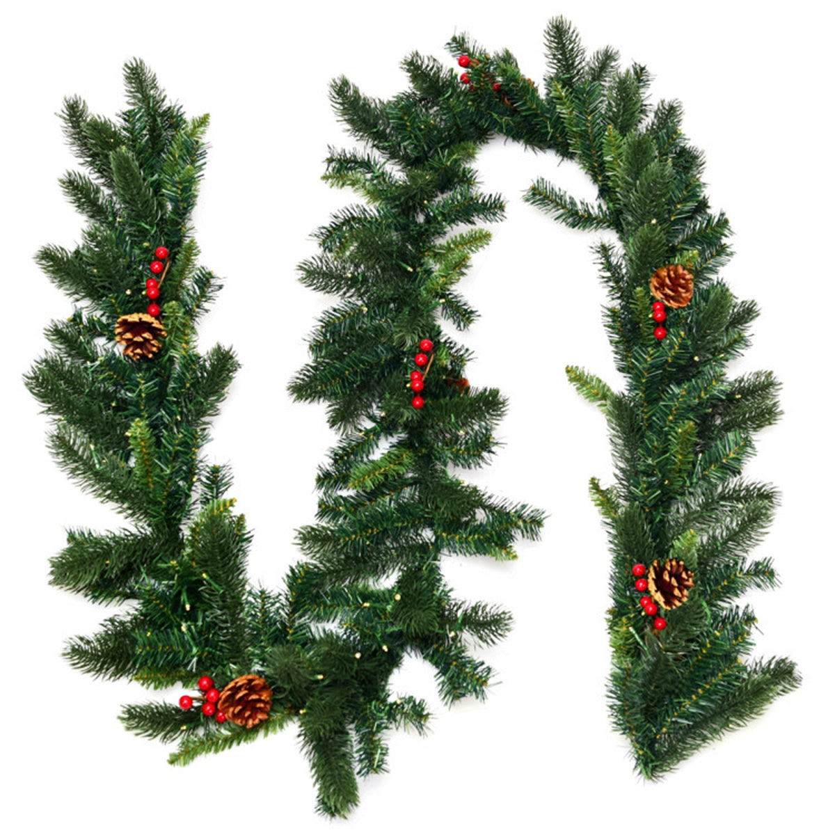 9 Feet Christmas Garland Red Berrieswith LED Lights