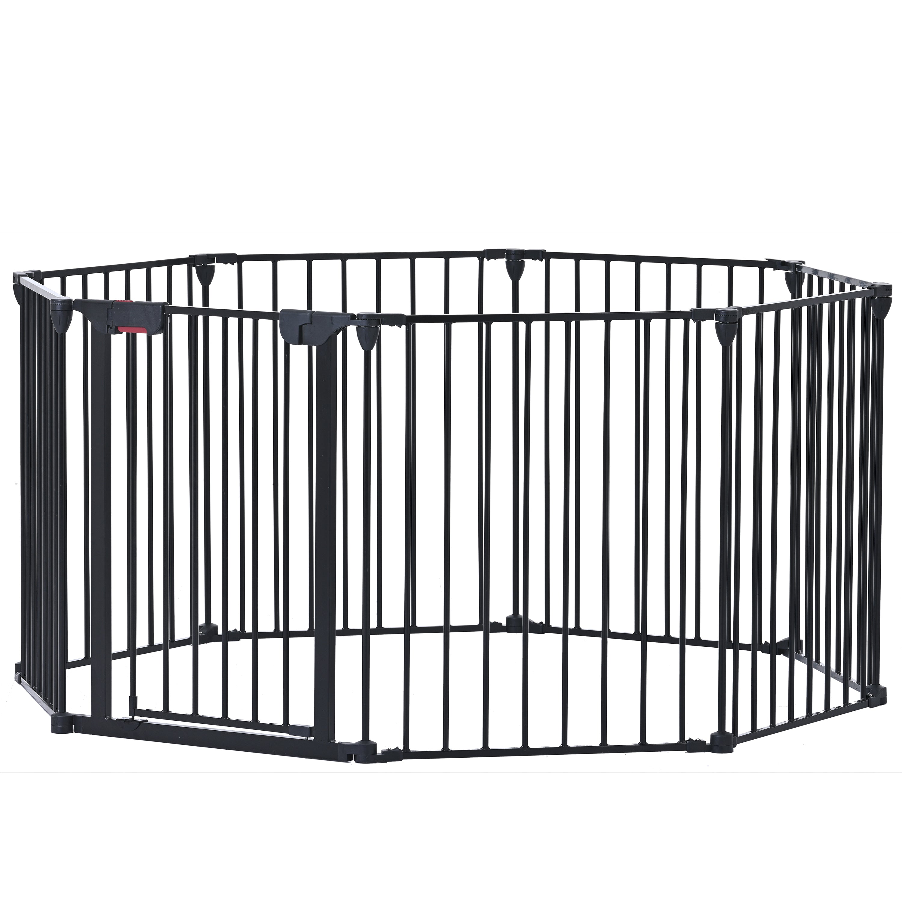 200" Adjustable Safety Gate 8 Panels Play Yard Metal Doorways Fireplace Fence Christmas Tree Fence Gate for House Stairs Gate prohibited area fence