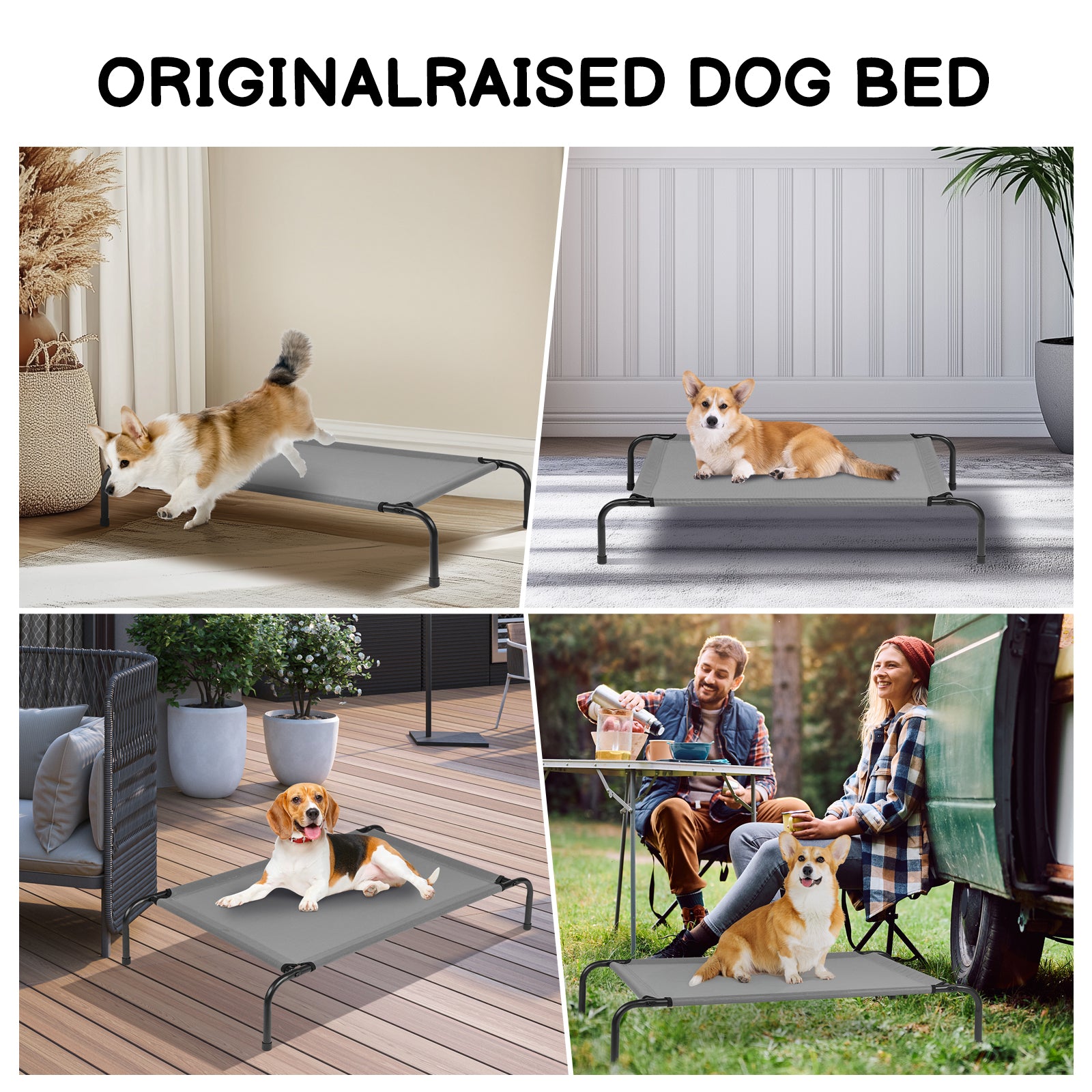 43"D x 26"W x 8"H  outdoor pet bed